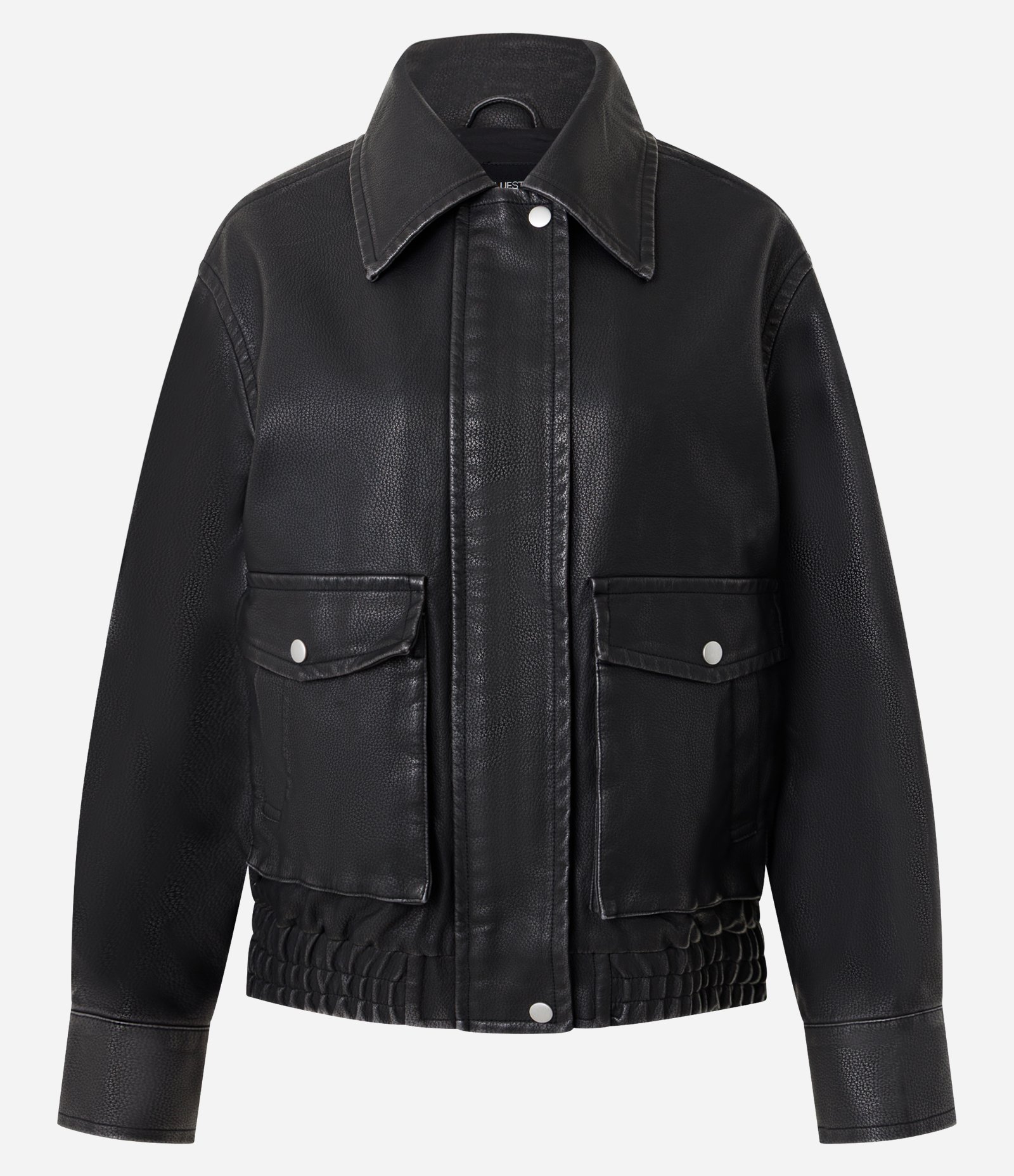 Jaqueta Oversized em PU com Bolso Preto 5
