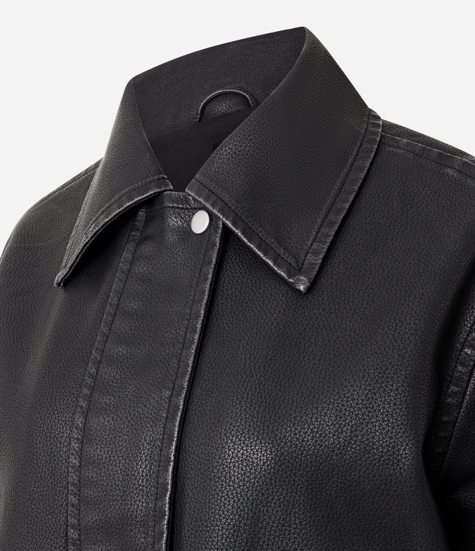 Jaqueta Oversized em PU com Bolso Preto 6