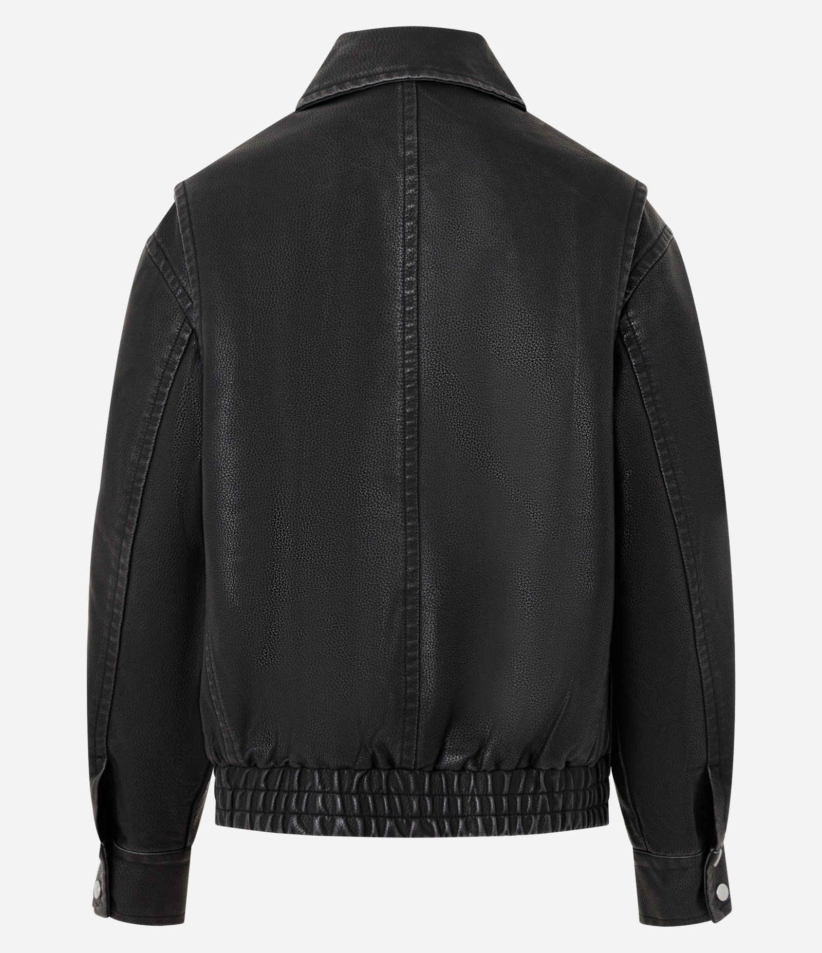 Jaqueta Oversized em PU com Bolso Preto 7