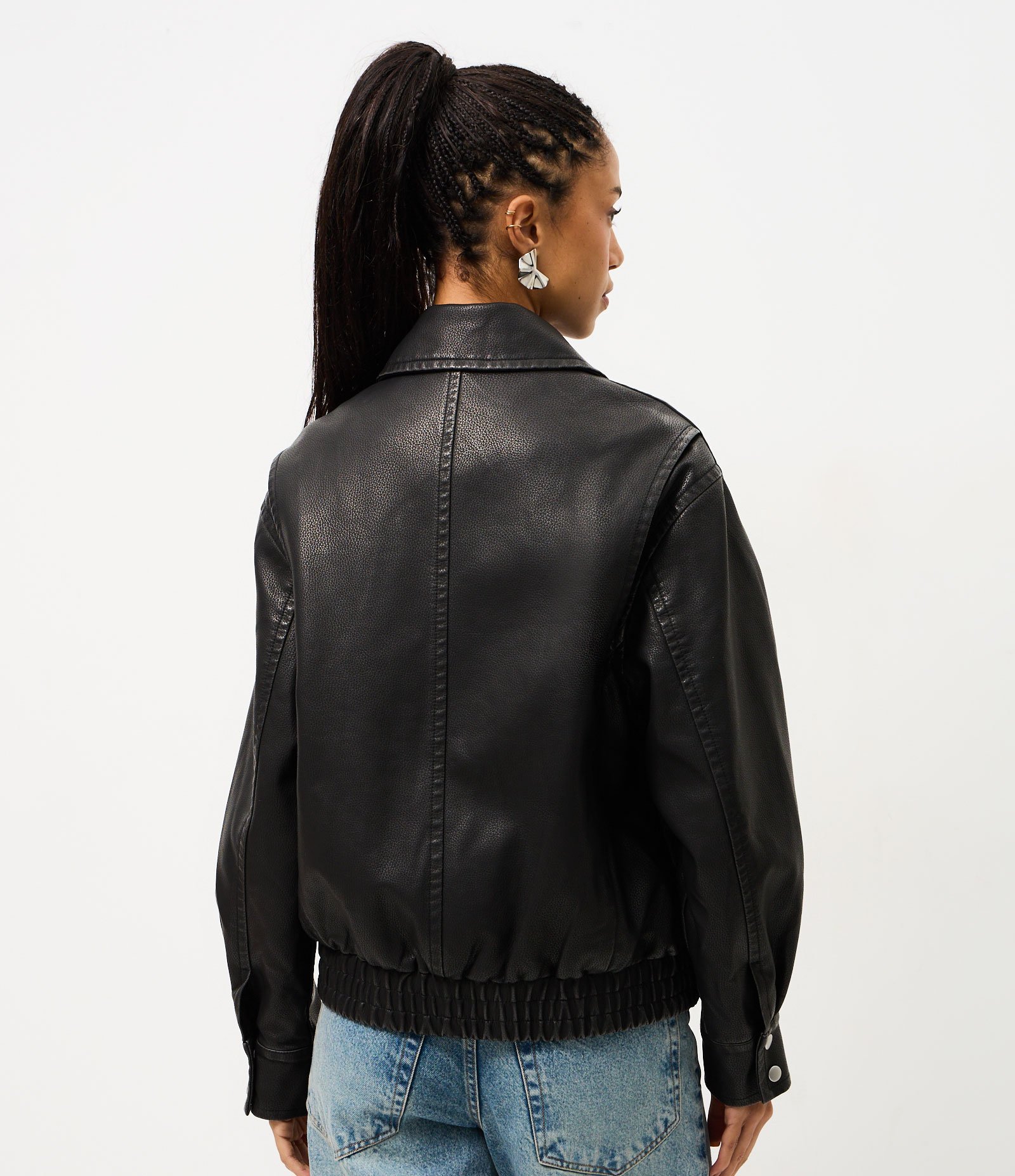 Jaqueta Oversized em PU com Bolso Preto 4