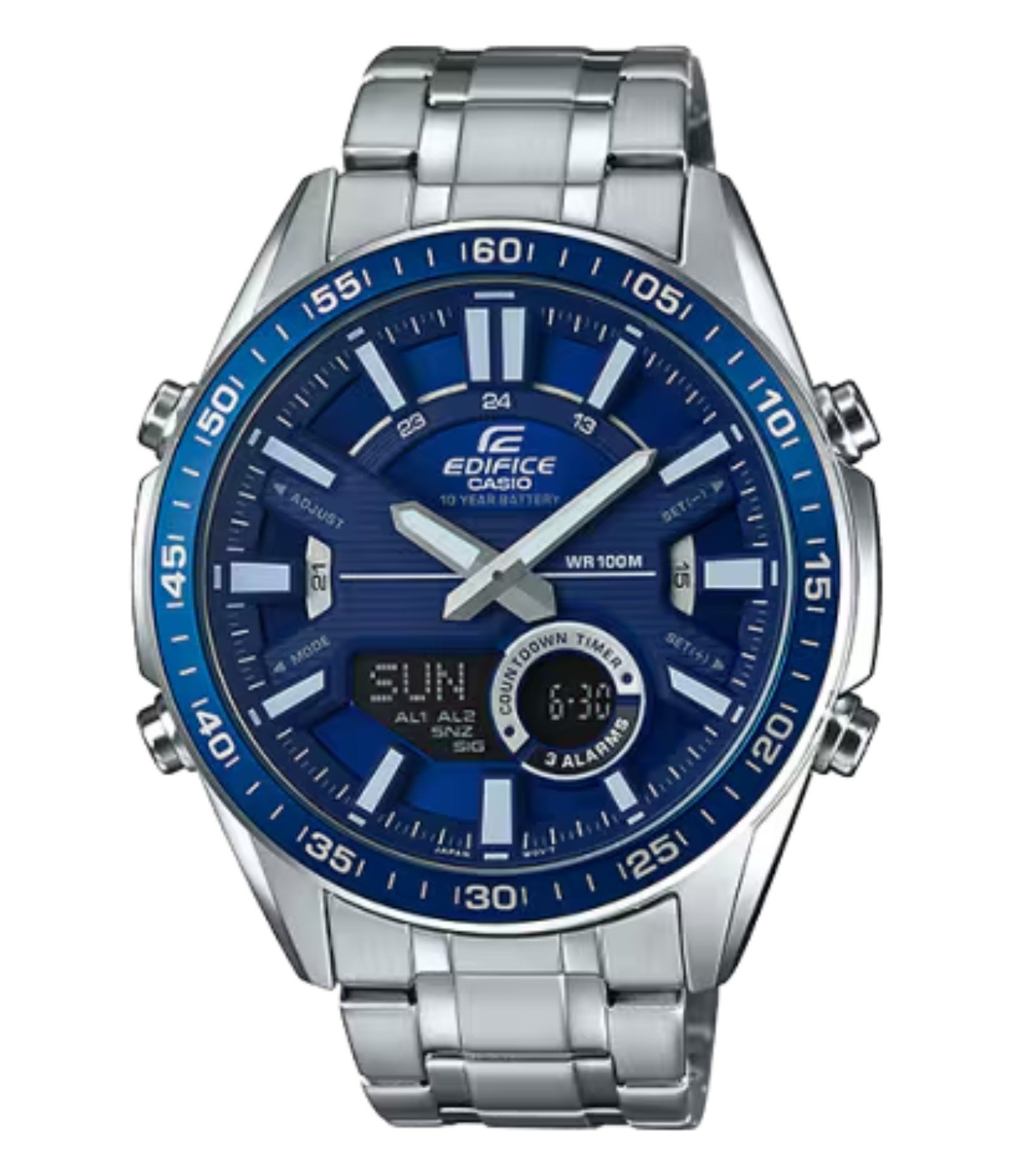 Relógio Anadigi Casio em Aço EFV C100D 2AVDF Prata 1