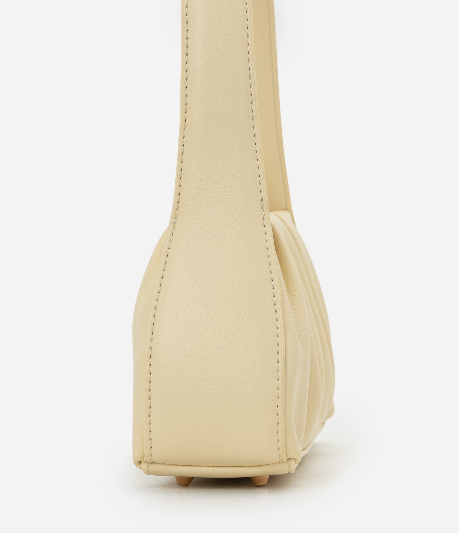 Bolsa Baguete em PU com Detalhe Franzido Amarelo 2