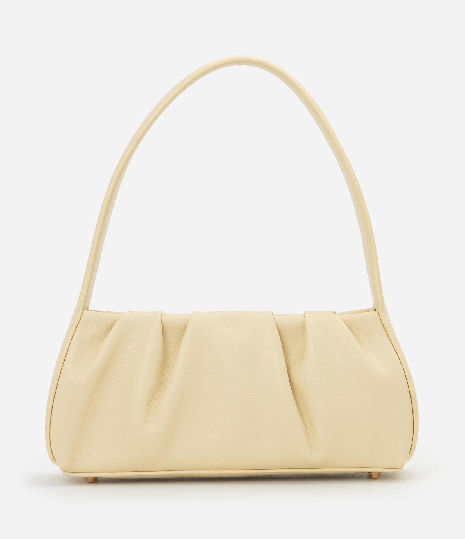 Bolsa Baguete em PU com Detalhe Franzido Amarelo 3