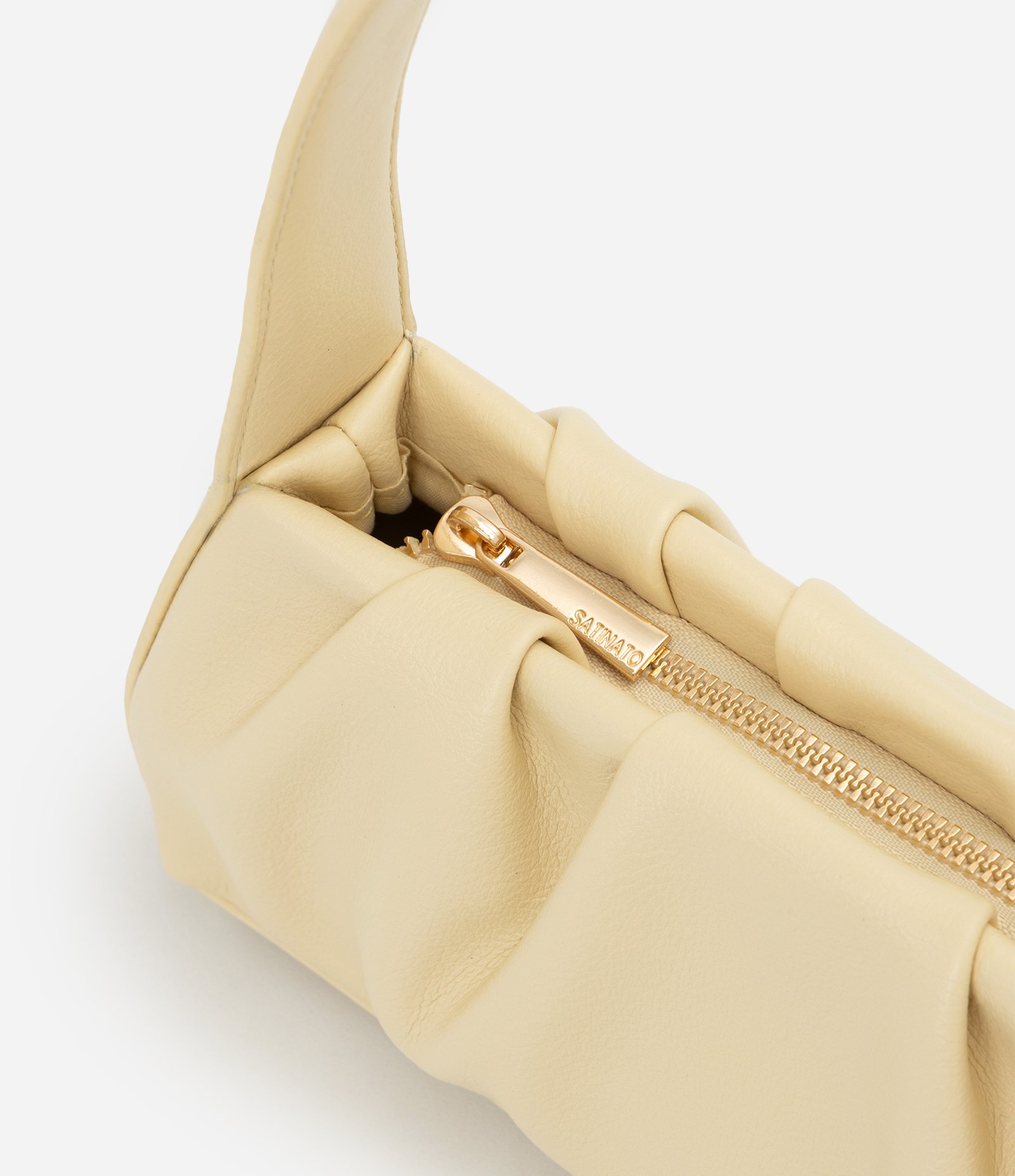Bolsa Baguete em PU com Detalhe Franzido Amarelo 4