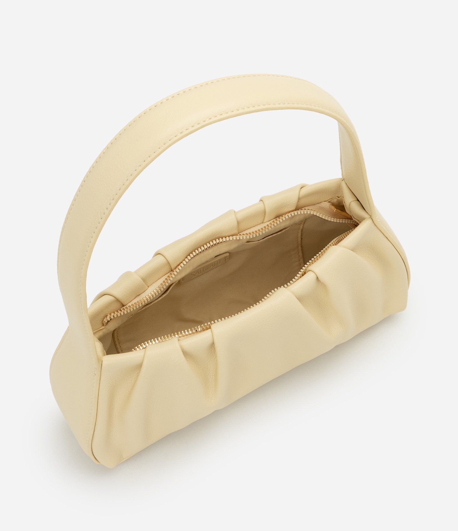 Bolsa Baguete em PU com Detalhe Franzido Amarelo 5