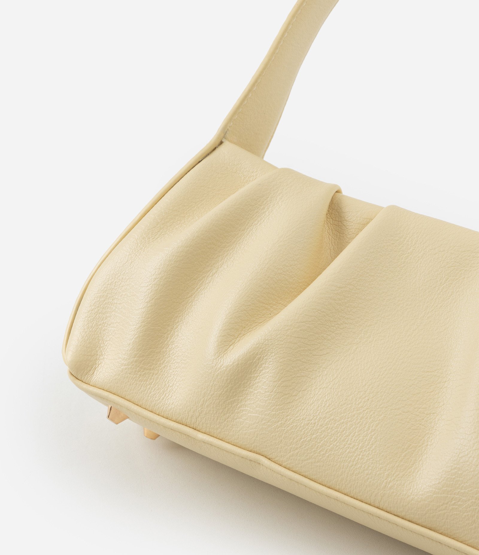 Bolsa Baguete em PU com Detalhe Franzido Amarelo 6