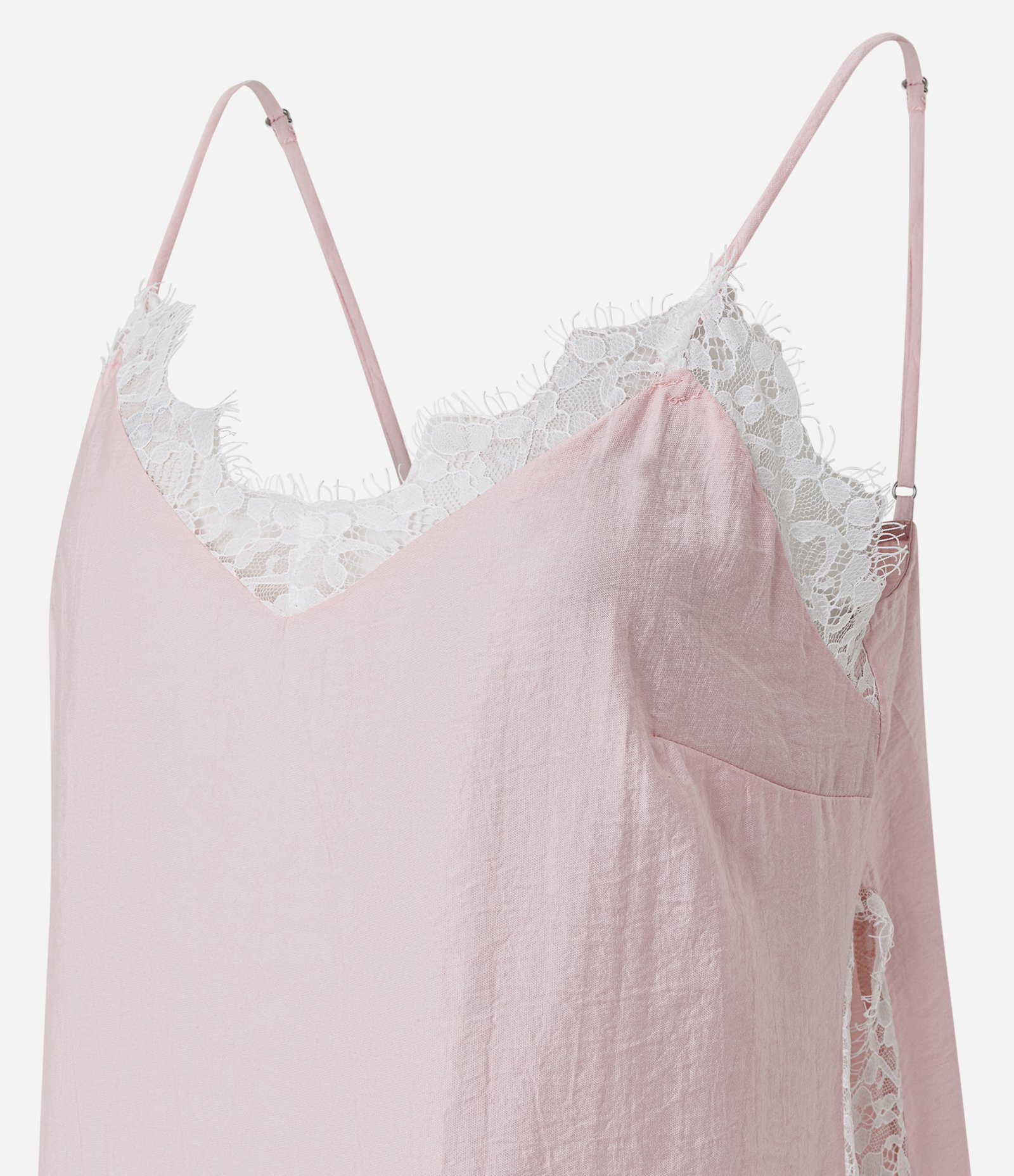 Blusa de Alça em Crepe com Detalhe de Renda Rosa 6