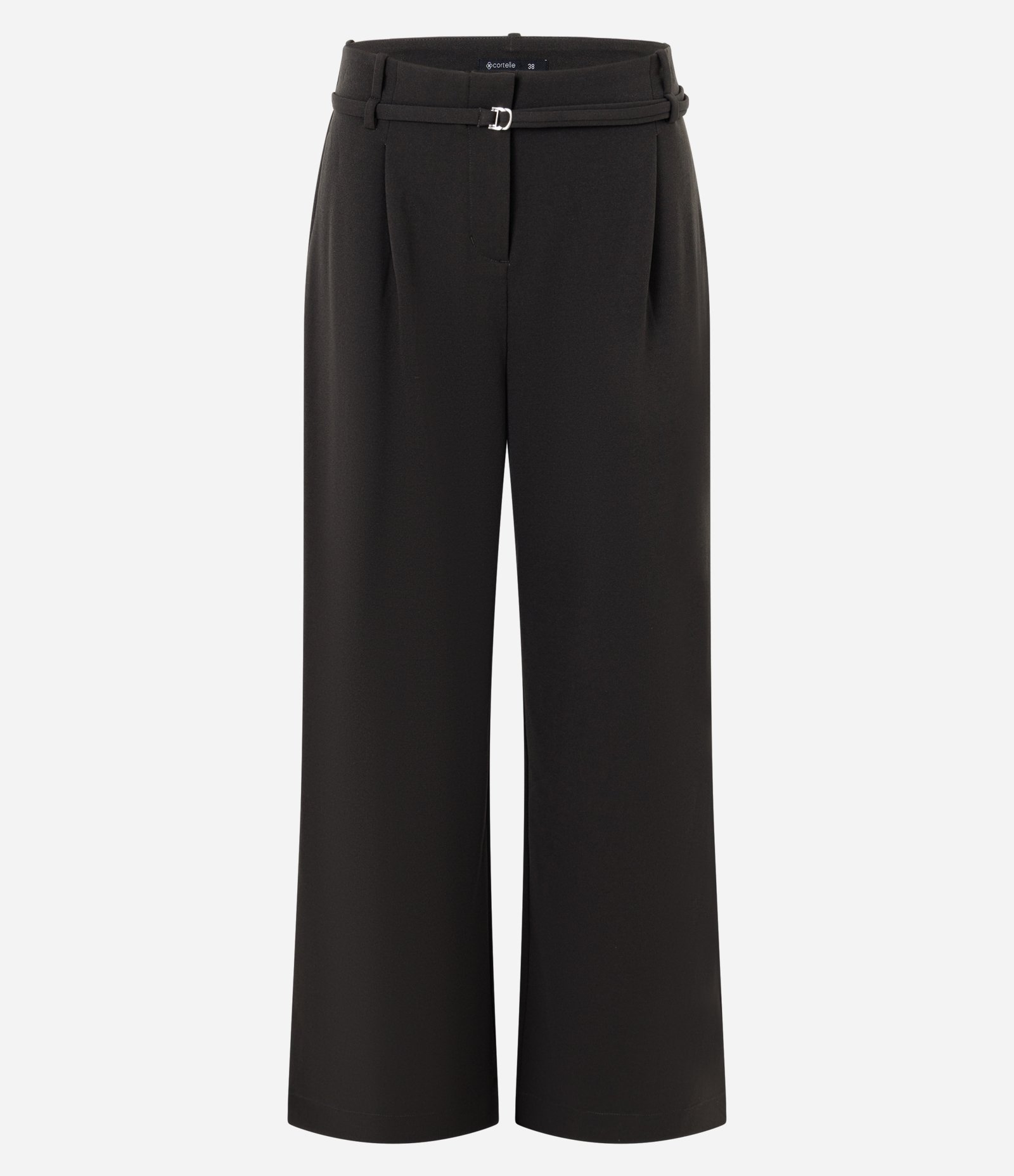 Calça Wide Leg em Crepe com Cinto Cinza 1