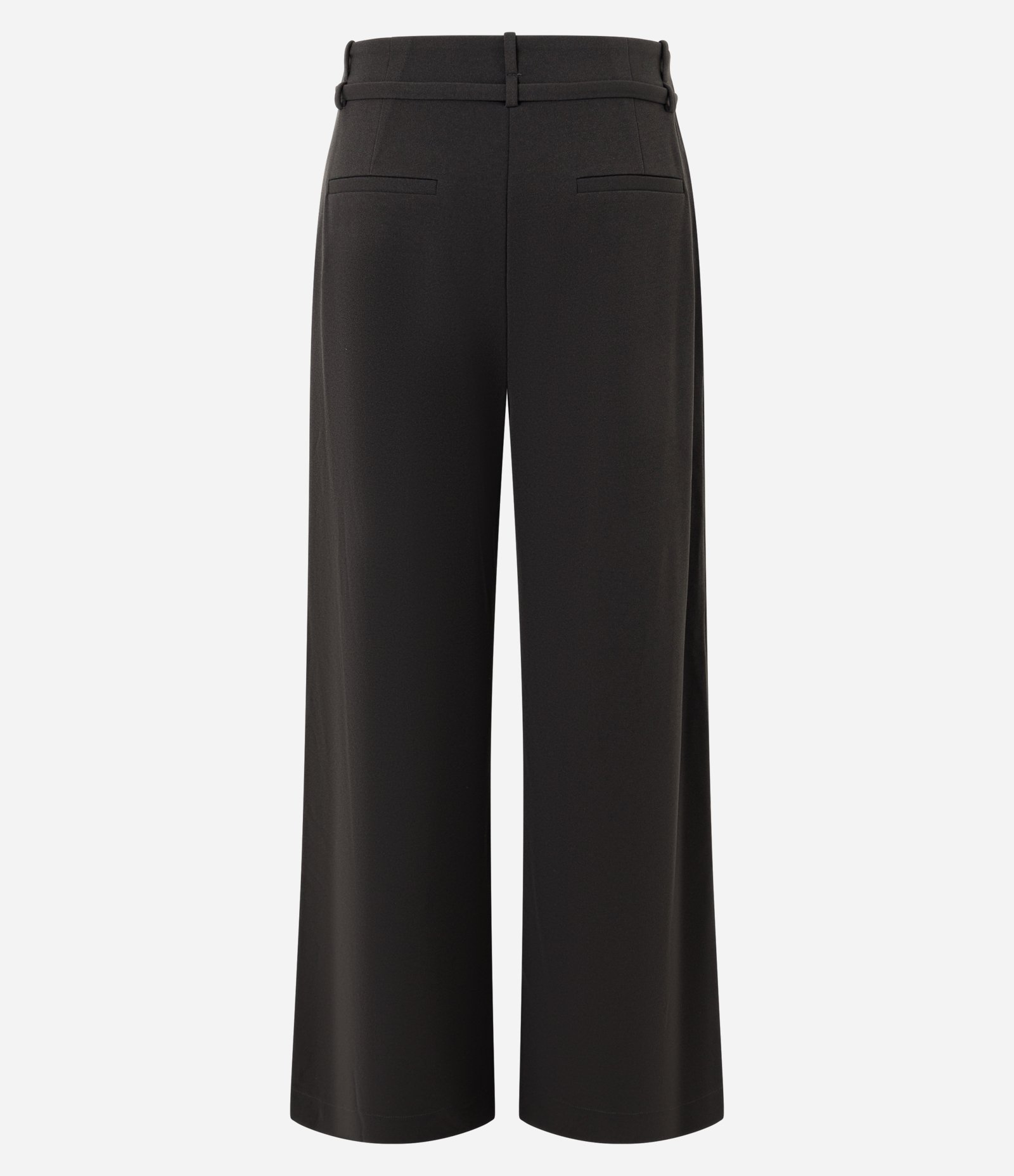 Calça Wide Leg em Crepe com Cinto Cinza 2