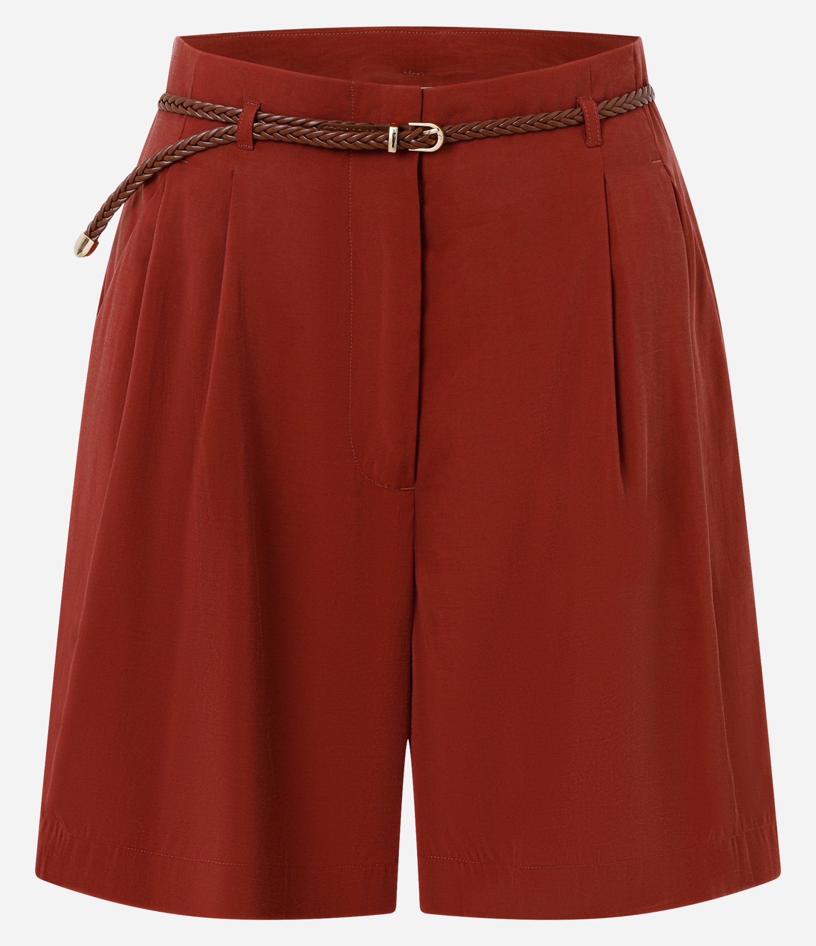 Short Soltinho com Cinto Fino em Ráfia Terracota 1