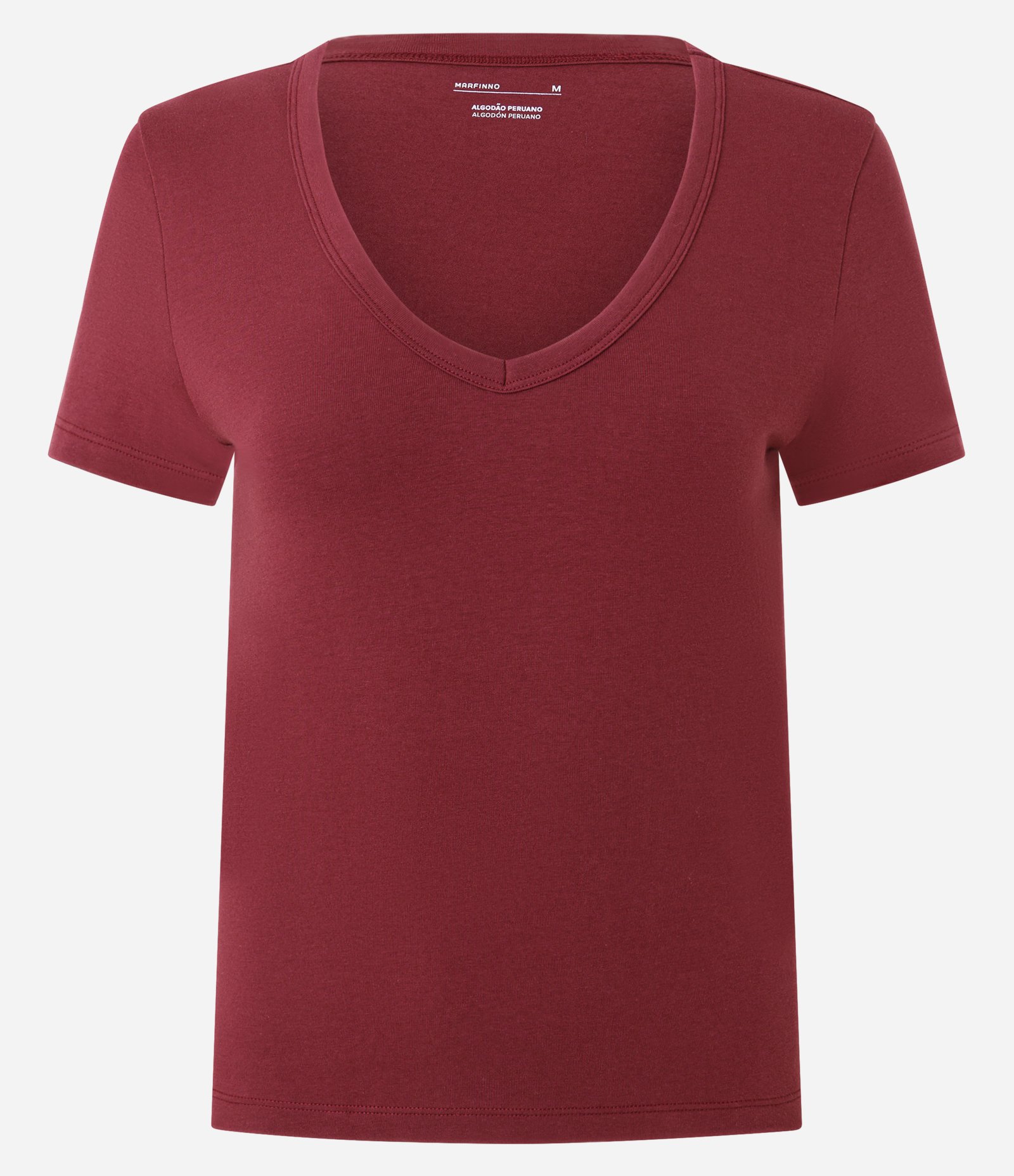 Blusa em Algodão com Decote V Vinho 2