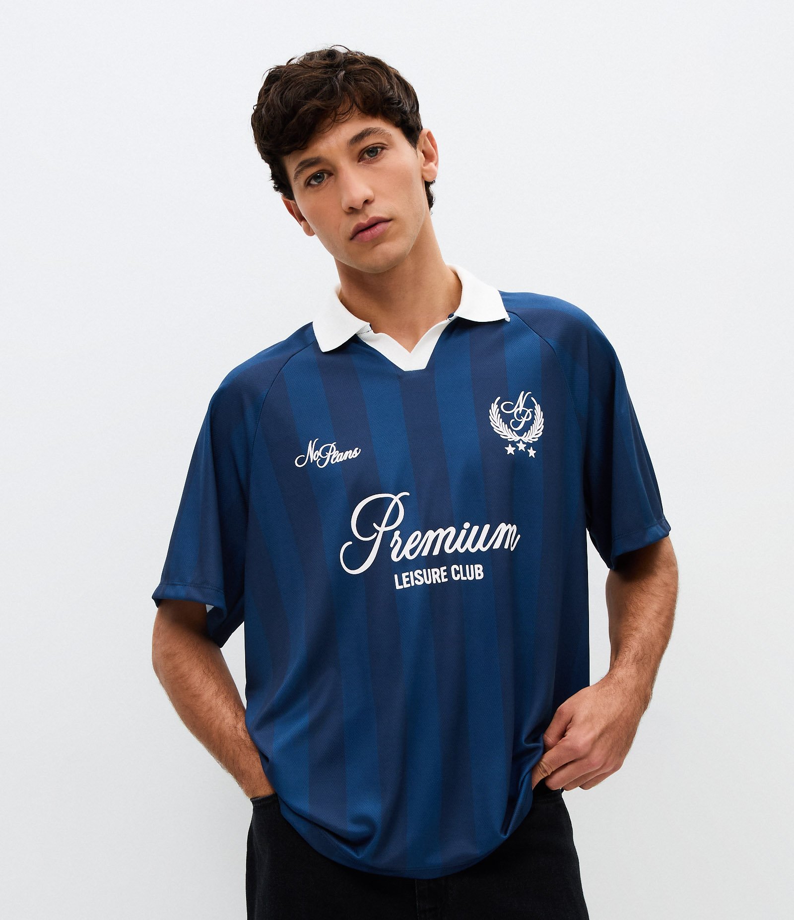 Camiseta Oversized Esportiva Gola Polo Premium Azul 1