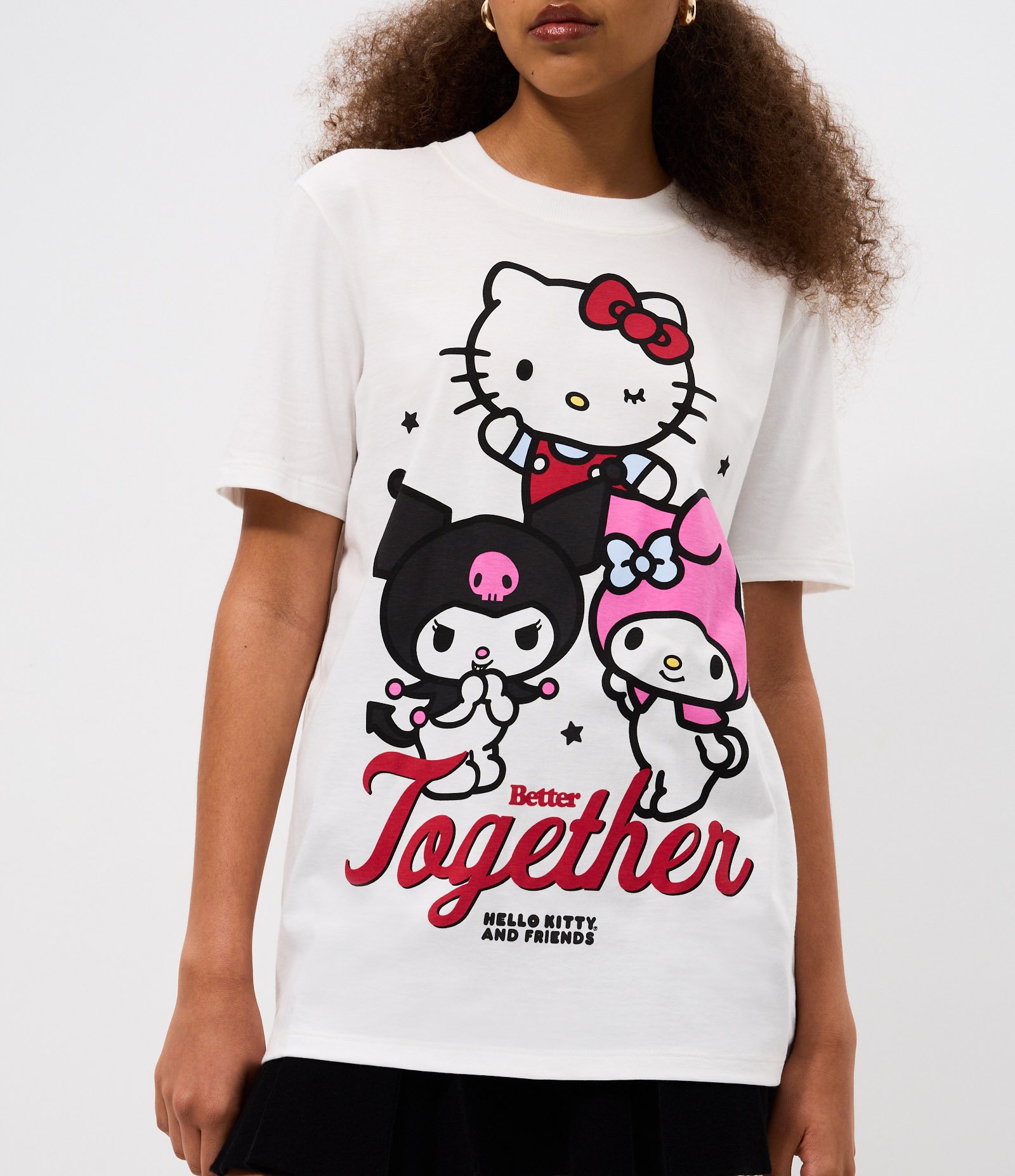 Camiseta em Algodão com Estampa Hello Kitty e Amigos Branco 3