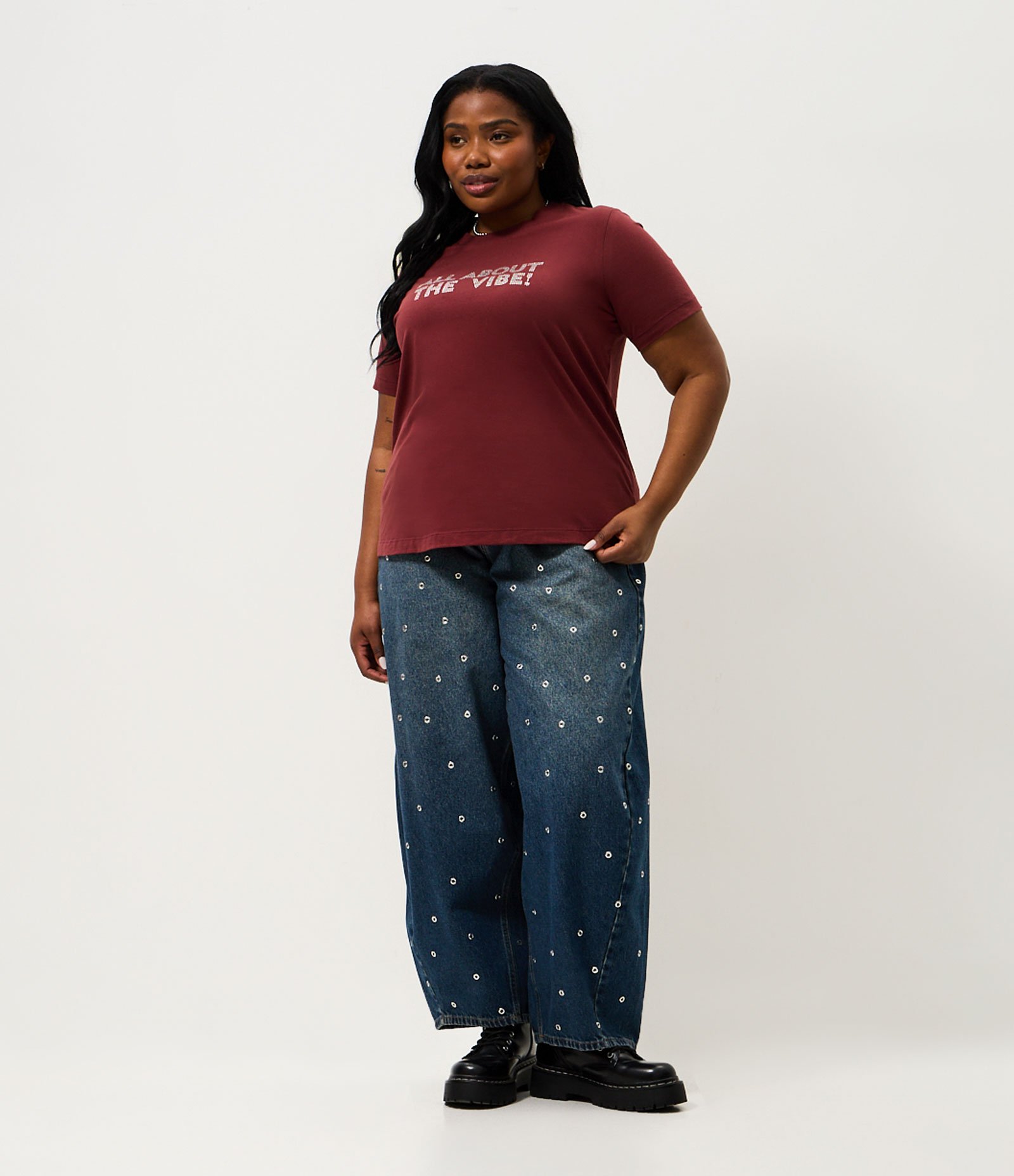 Blusa Lettering com Strass Curve & Plus Size Vermelho 2