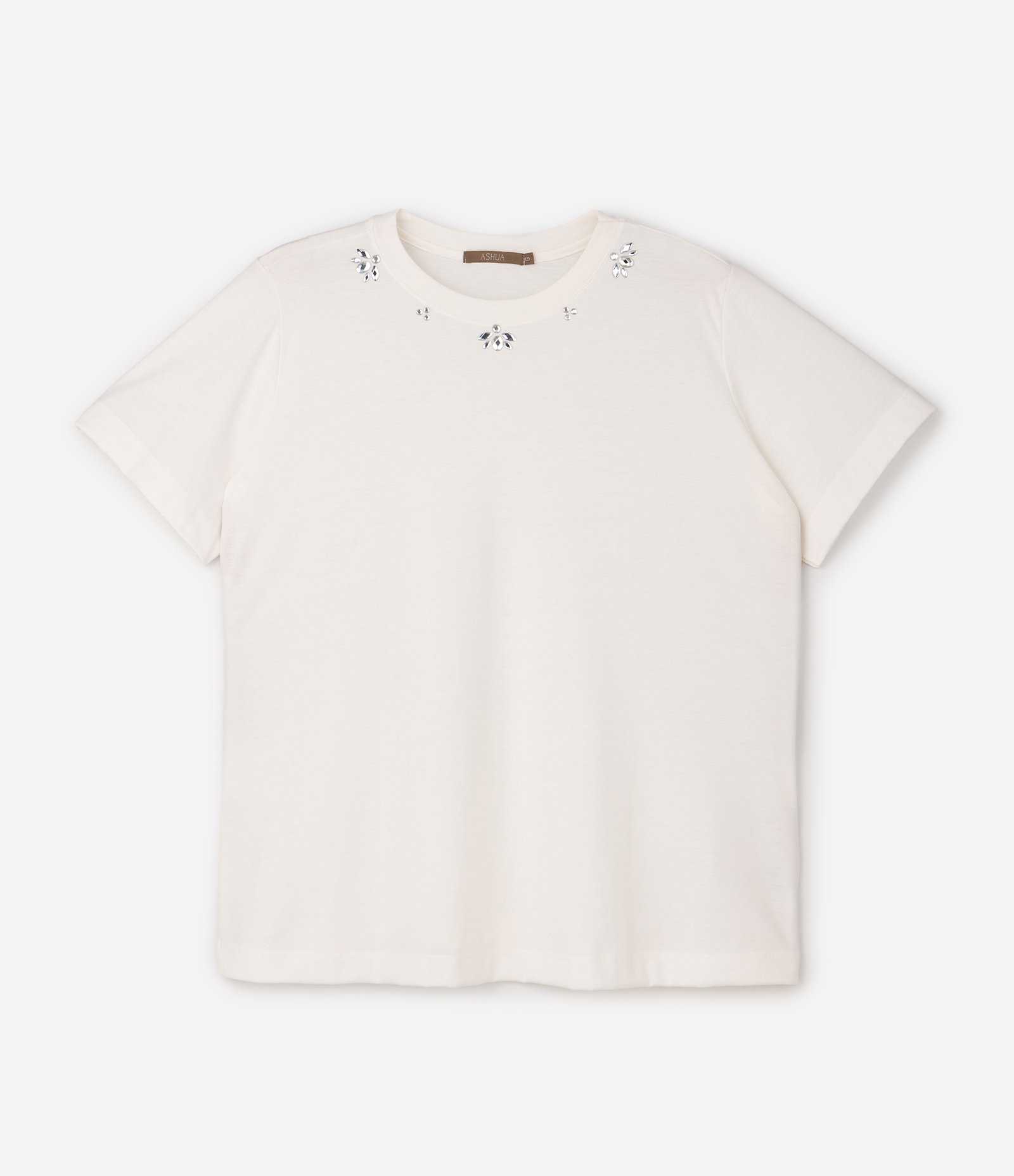 Blusa Regular com Aplicação de Termocolante no Decote Curve & Plus Size Branco 5