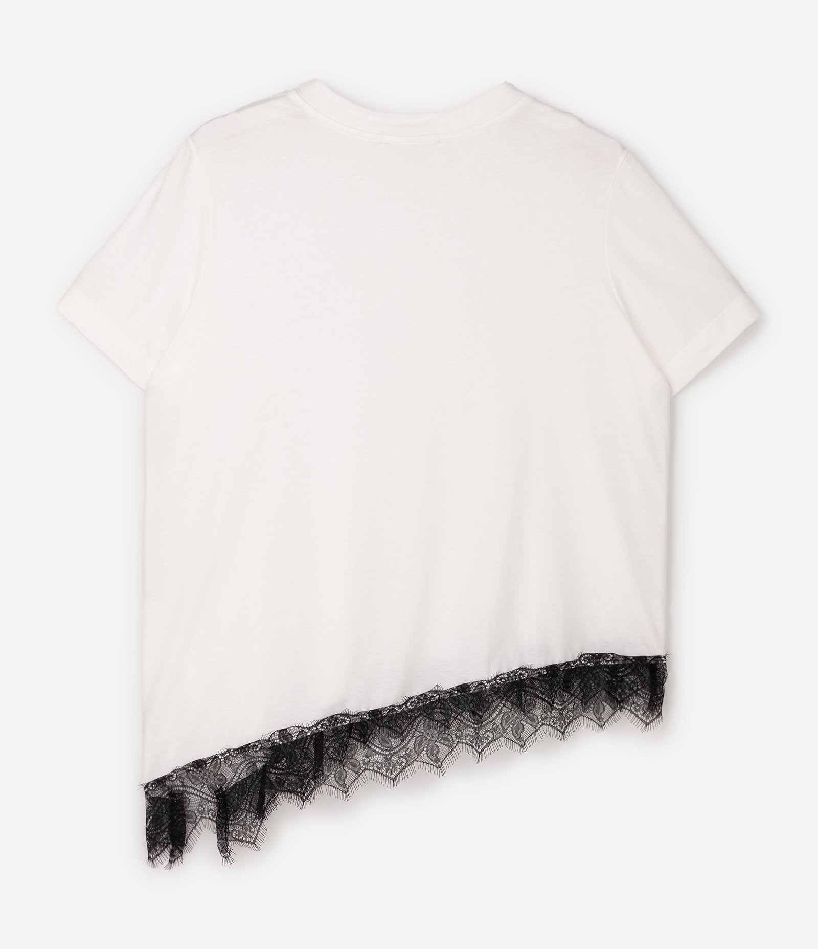 Blusa Manga Curta com Renda Irregular na Barra Curve & Plus Size Branco 2