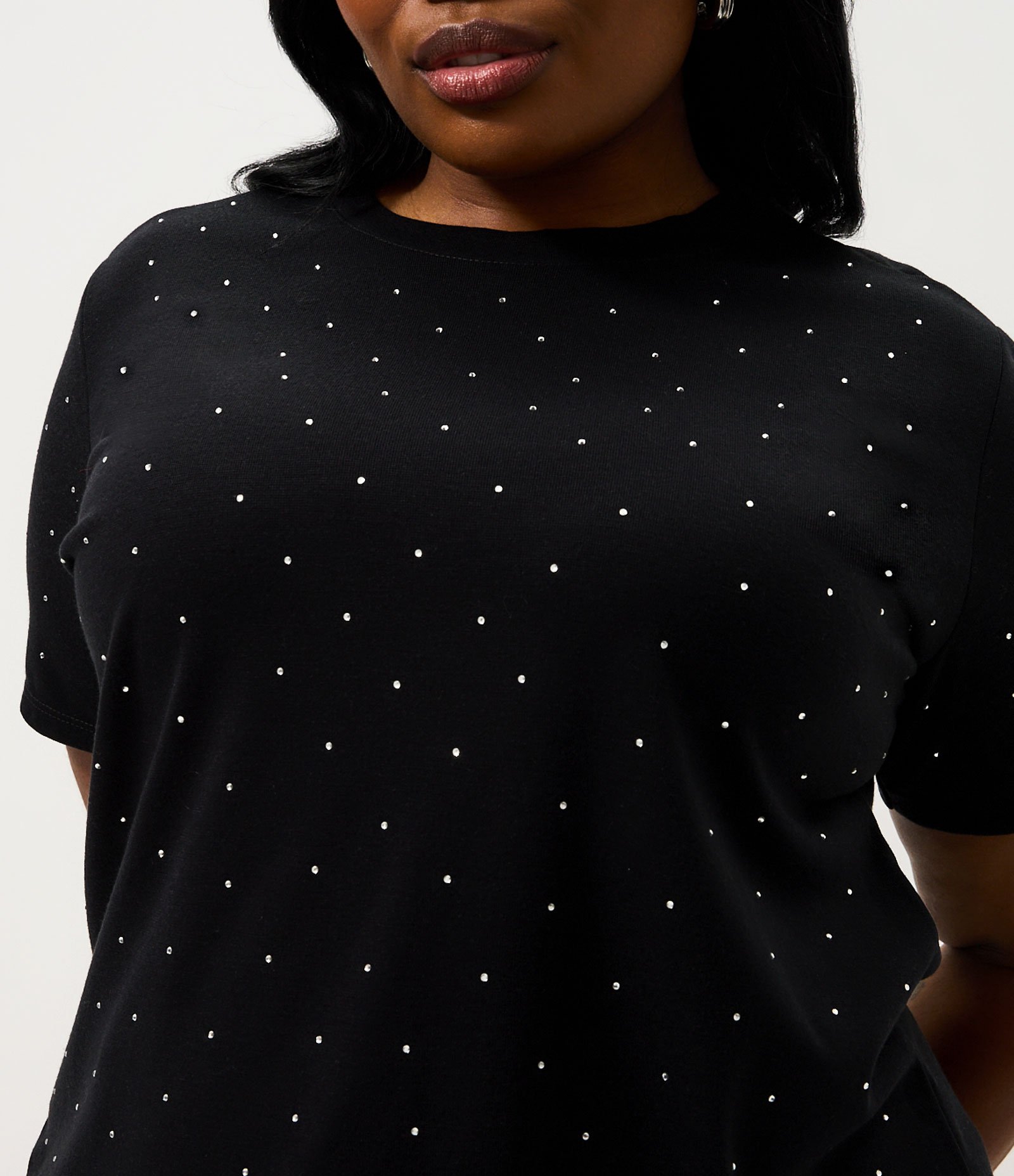 Blusa com Brilhos Frontais Curve & Plus Size Preto 3