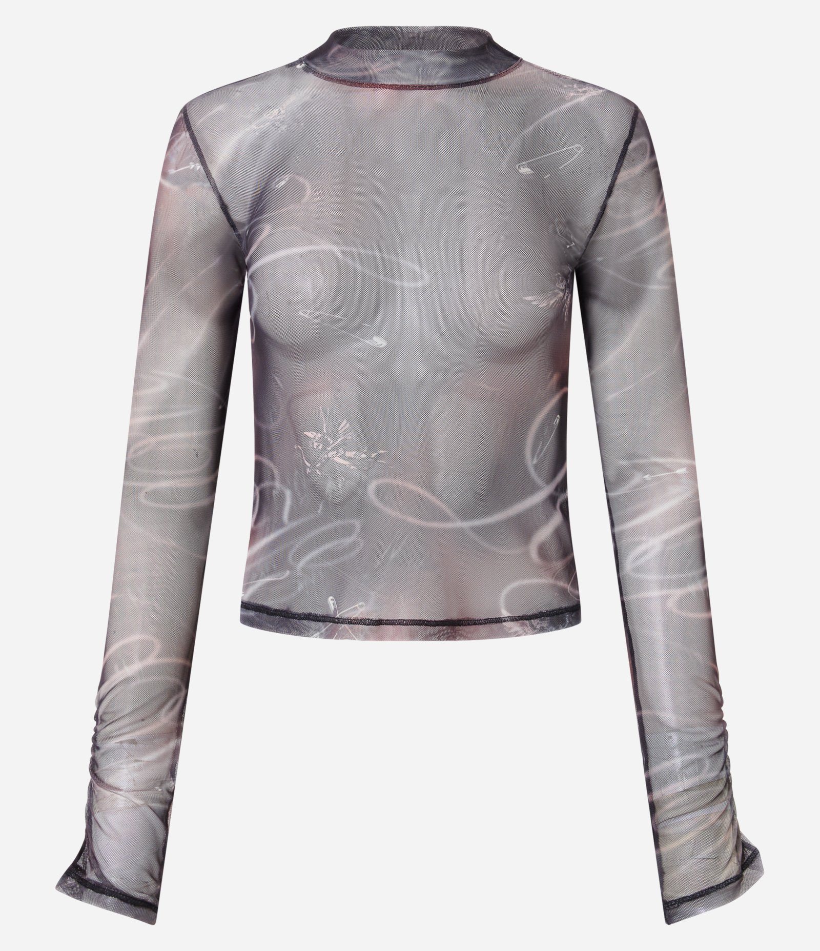 Blusa em Tule com Estampada Abstrata Preto 5
