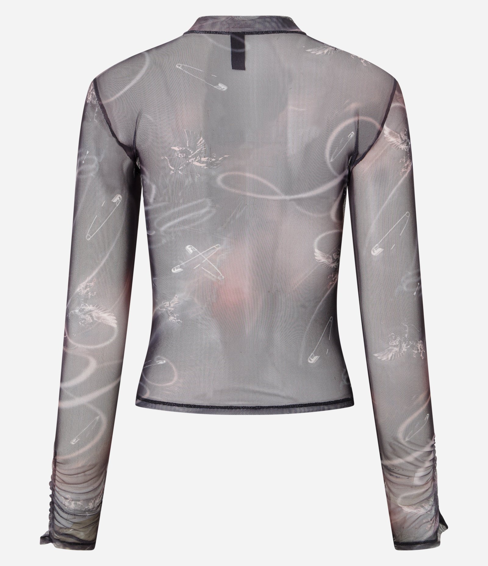 Blusa em Tule com Estampada Abstrata Preto 7