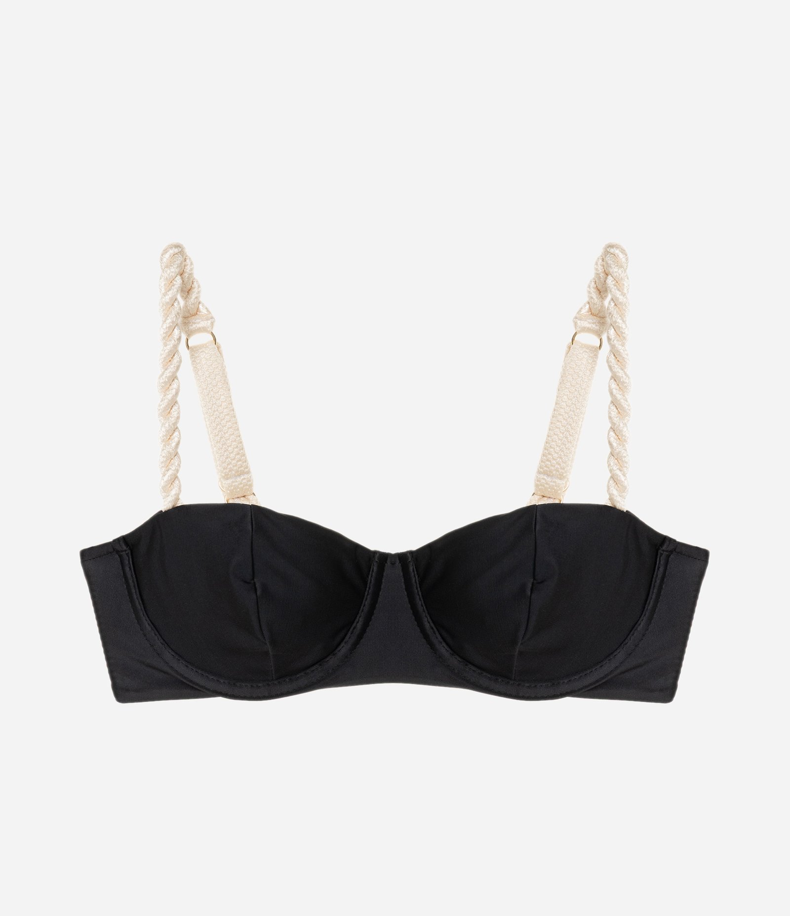 Biquini Top Meia Taça com Alças de Corda Preto 5