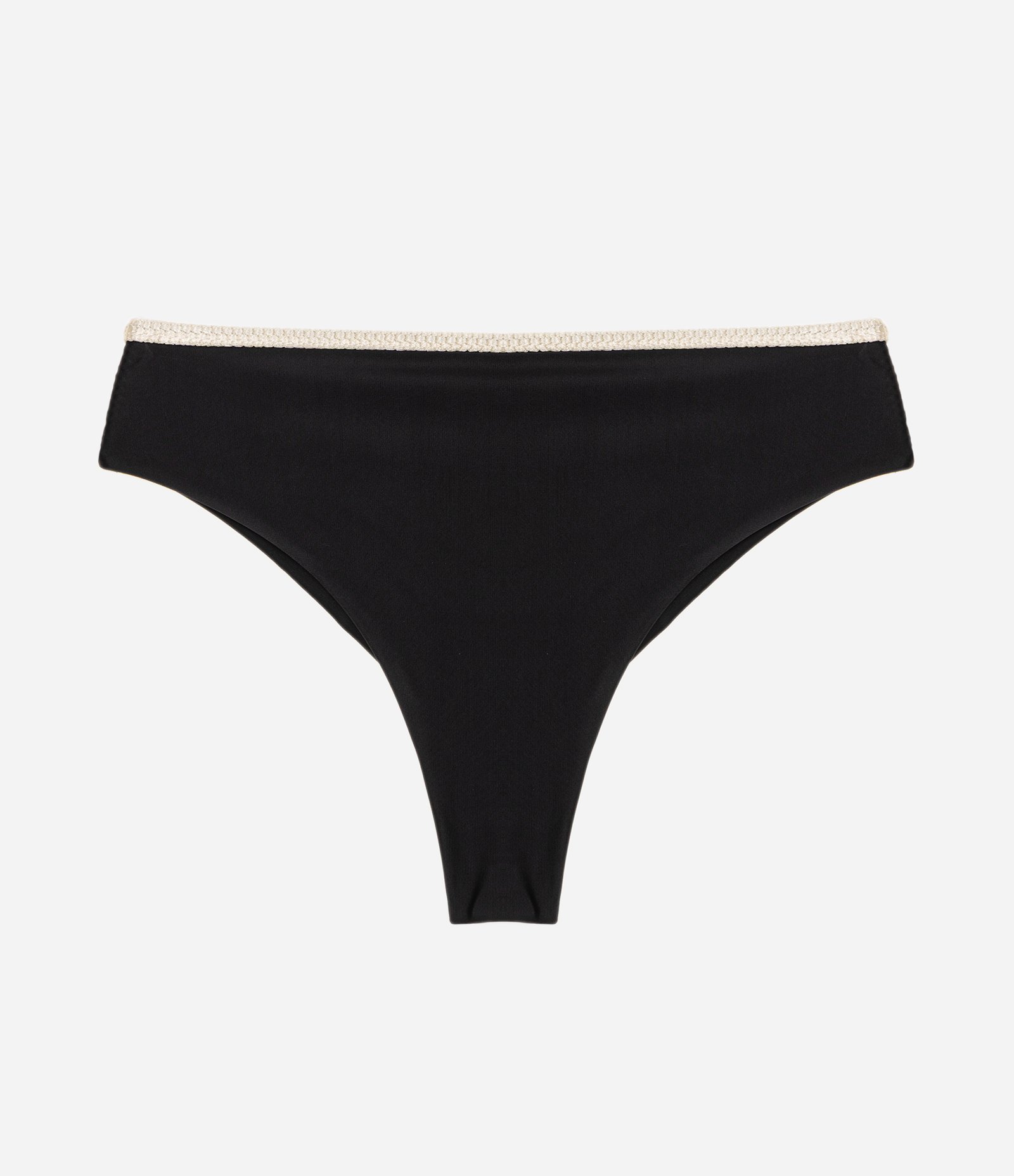 Biquini Calcinha Hot Pants Fio Duplo com Cós Contrastante Preto 5
