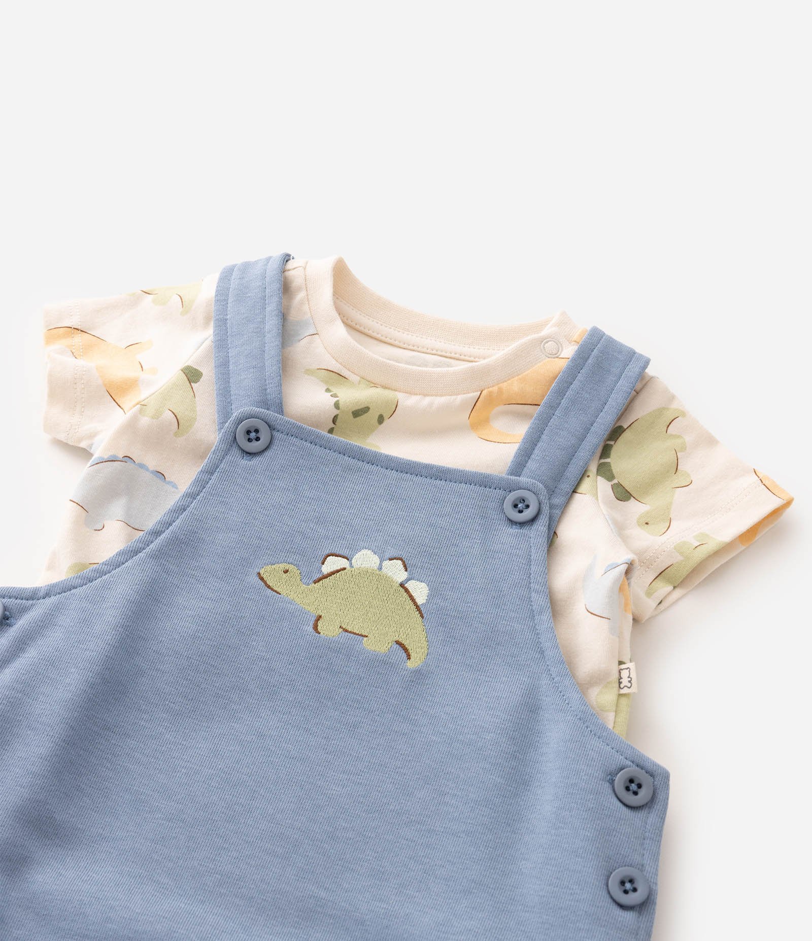 Body Bebê Moletom com Estampa Dino - Tam 0 a 18 Meses Azul 5