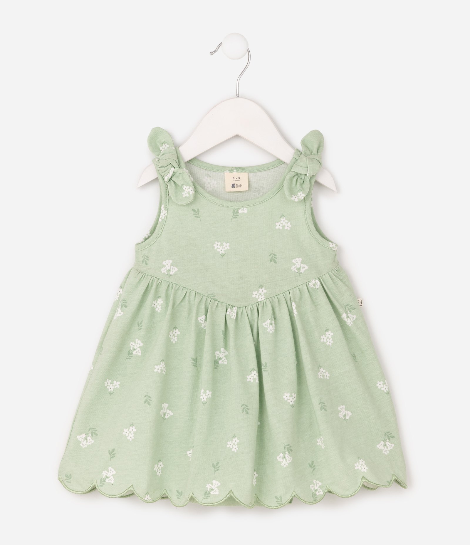 Vestido Body Bebê Algodão Com Recorte Na Cintura - Tam 0 a 18 Meses Verde 2