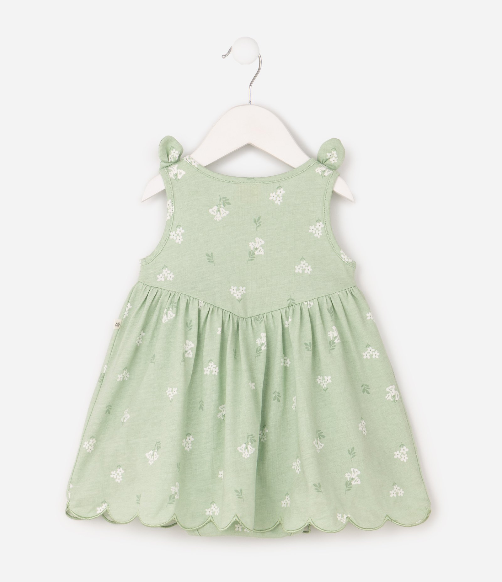 Vestido Body Bebê Algodão Com Recorte Na Cintura - Tam 0 a 18 Meses Verde 3