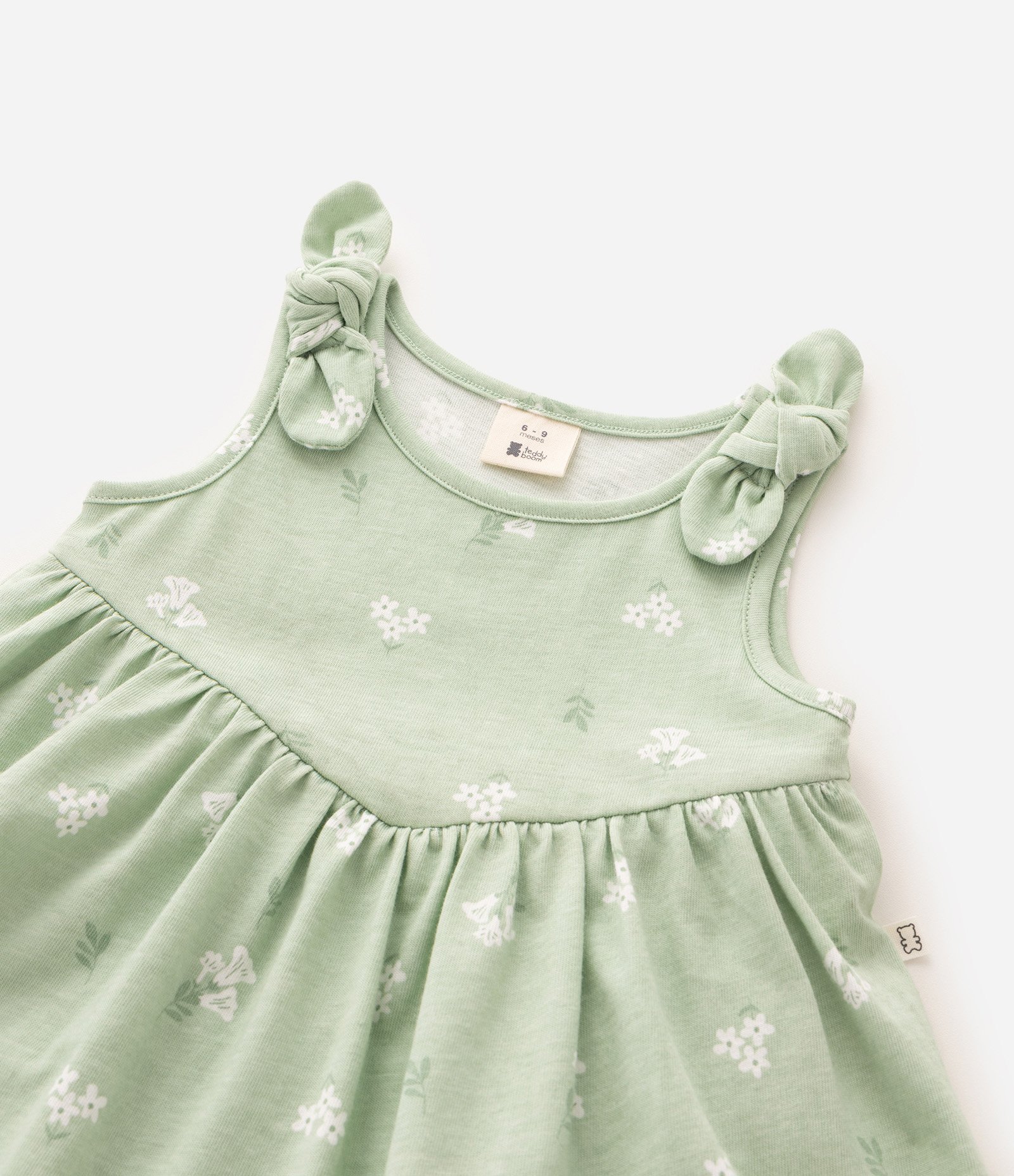 Vestido Body Bebê Algodão Com Recorte Na Cintura - Tam 0 a 18 Meses Verde 5