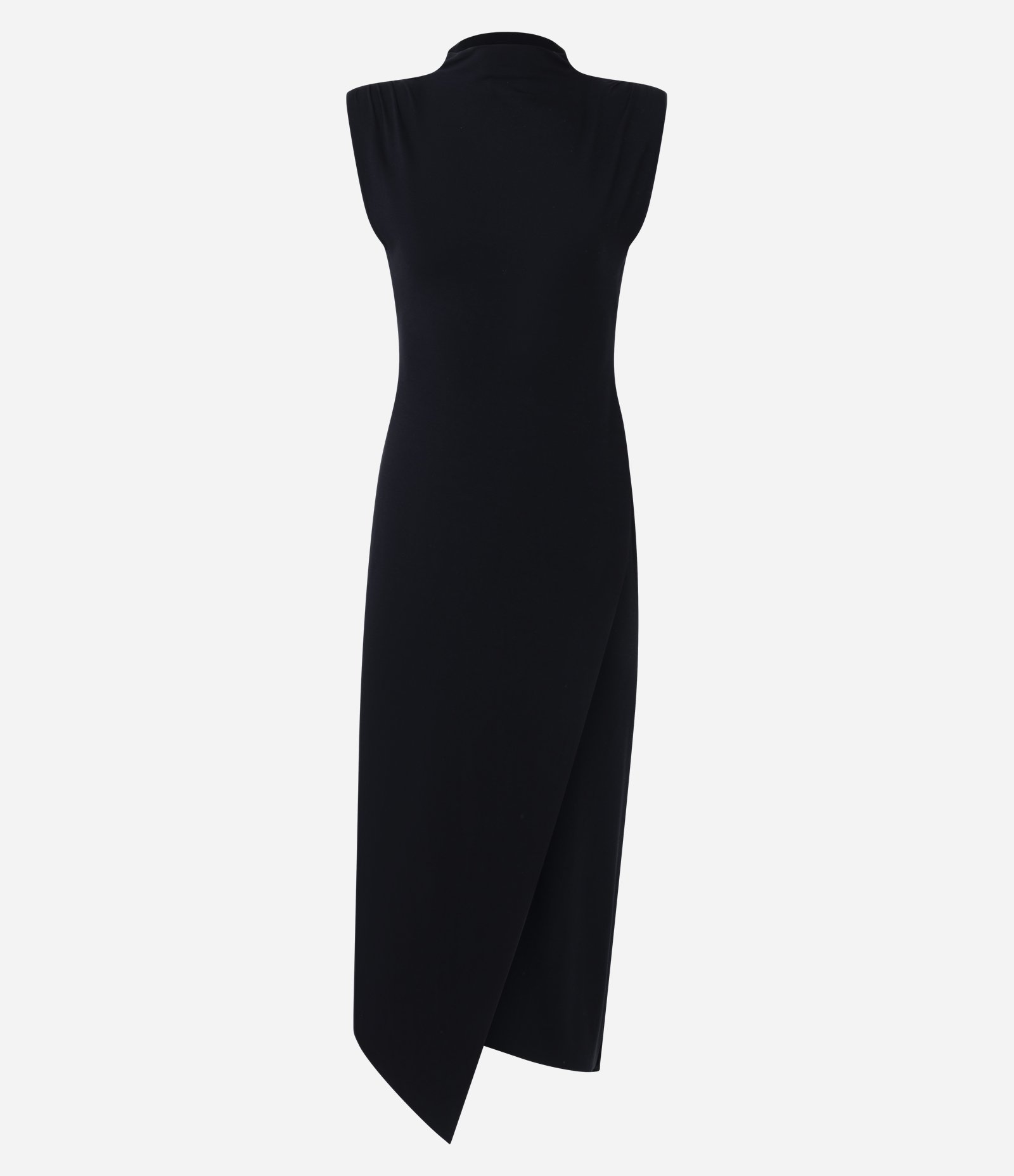 Blusa sem Manga Super Longa com Ombreira e Barra Assimétrica Preto 5