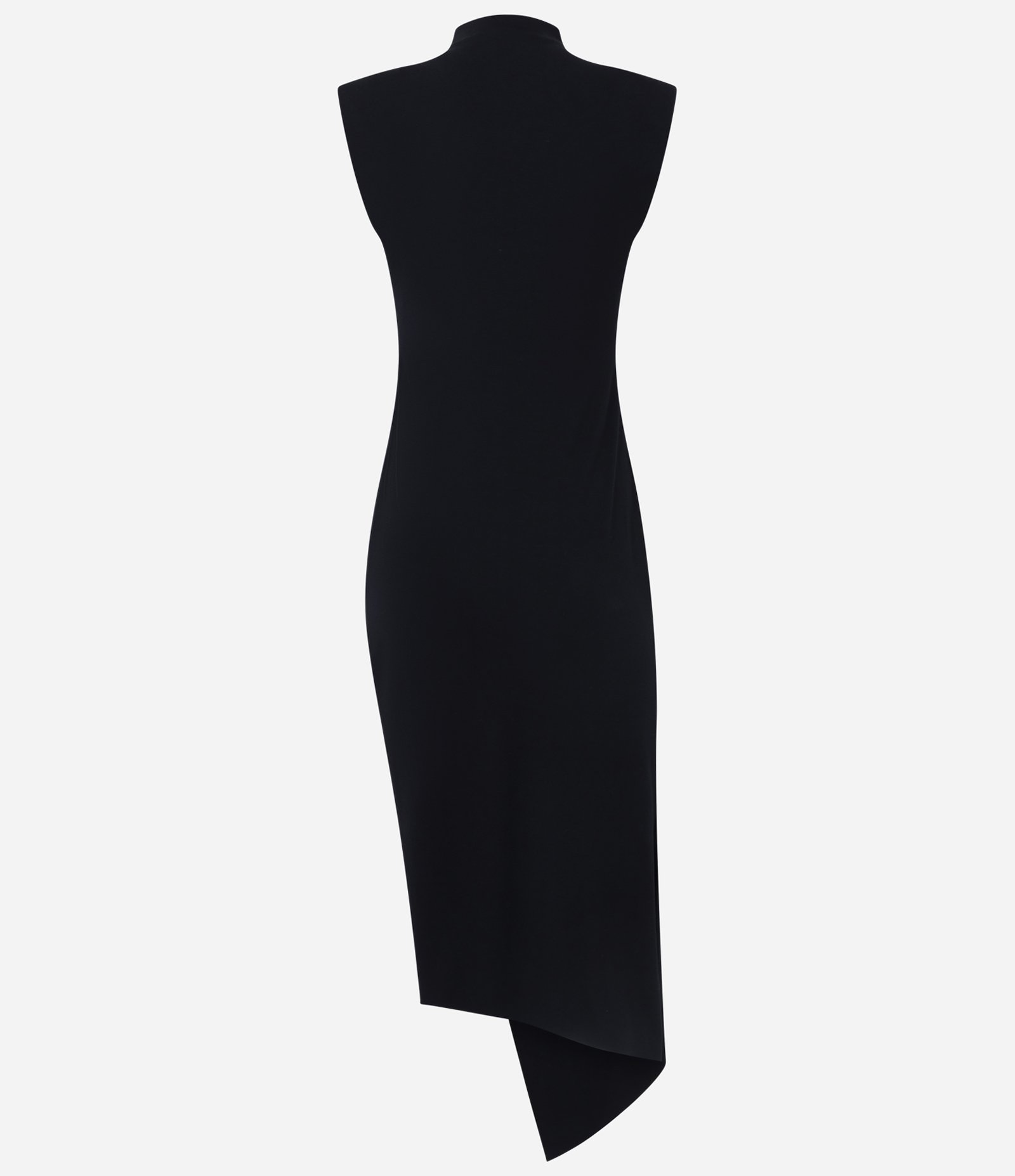 Blusa sem Manga Super Longa com Ombreira e Barra Assimétrica Preto 7