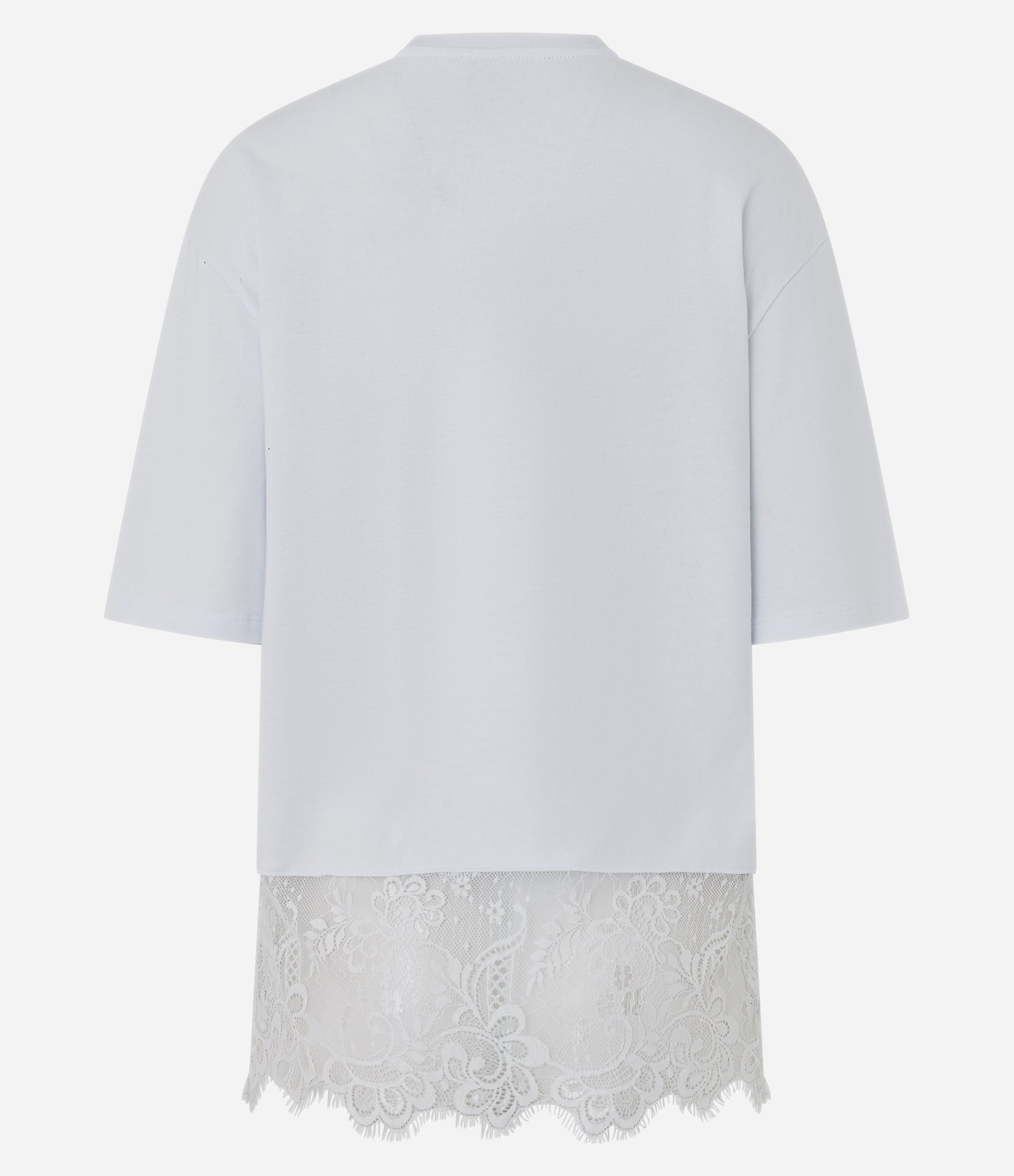 Camiseta Boxy em Algodão com Barra Rendada Branco 6