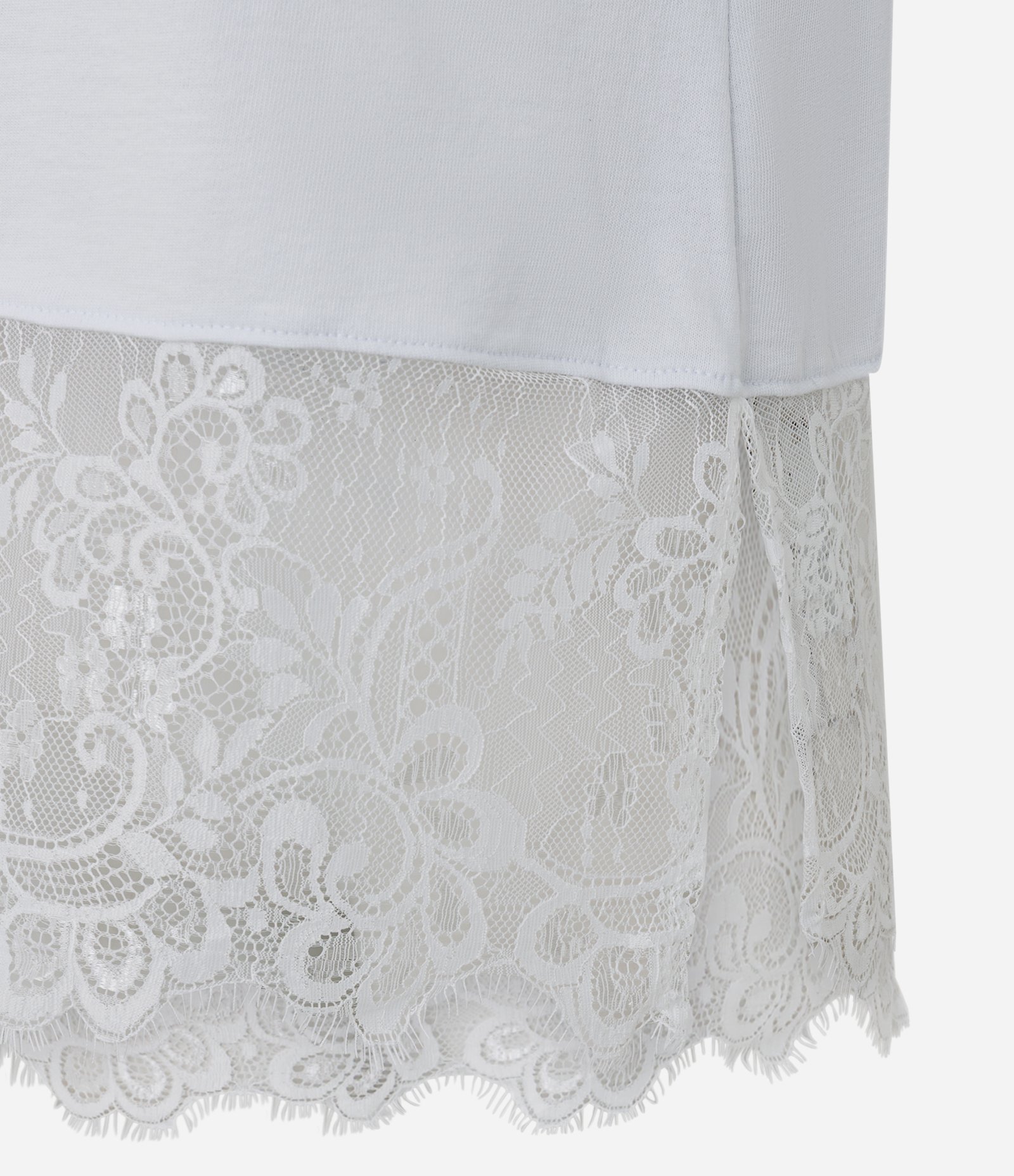 Camiseta Boxy em Algodão com Barra Rendada Branco 7