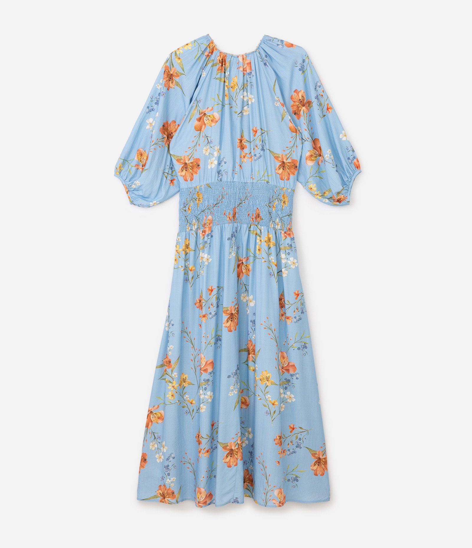 Vestido Longo em Viscose Floral Curve & Plus Size Azul 6