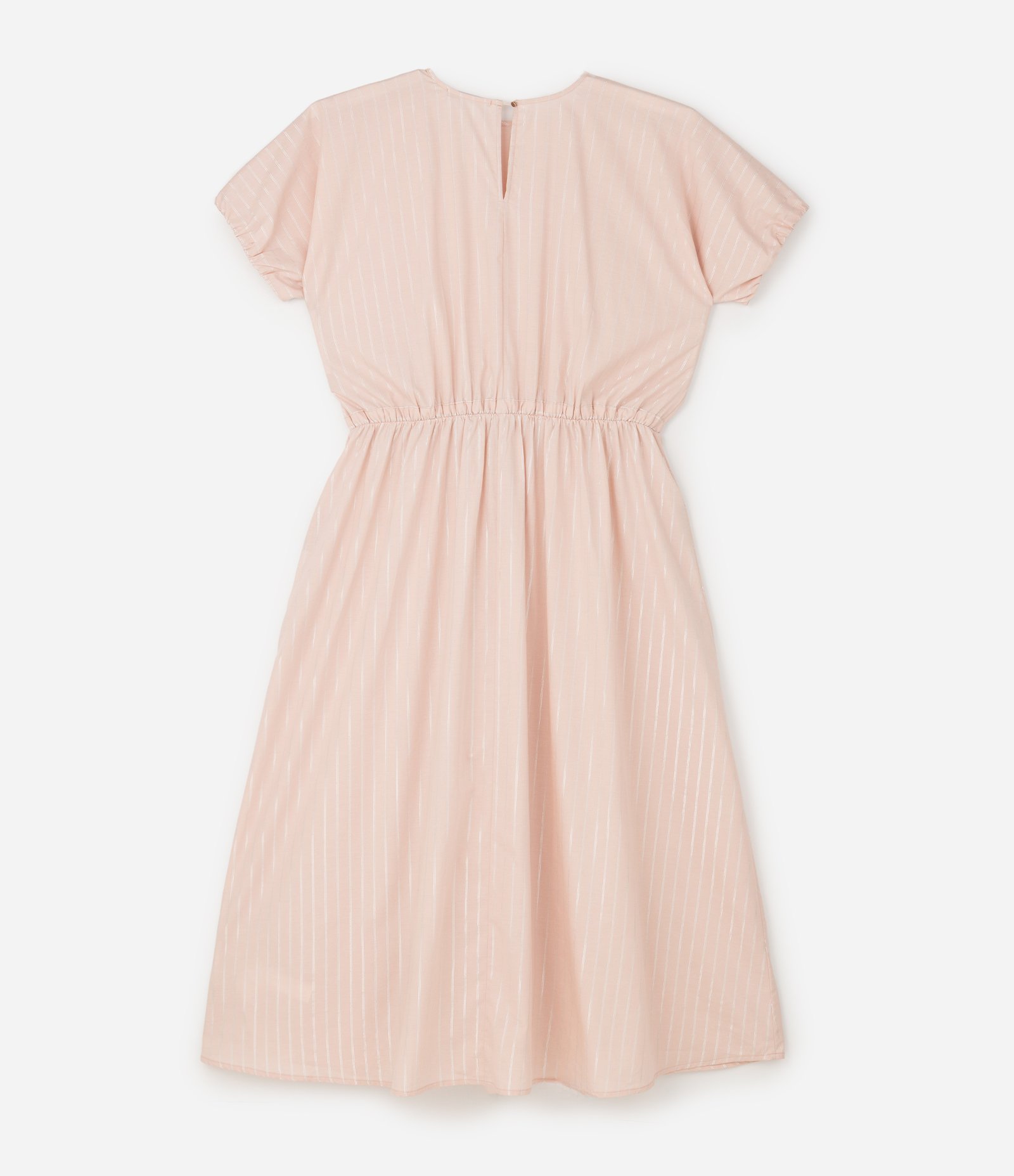 Vestido Midi em Tricoline Listrado com Fio Metálico Curve & Plus Size Rosa 6