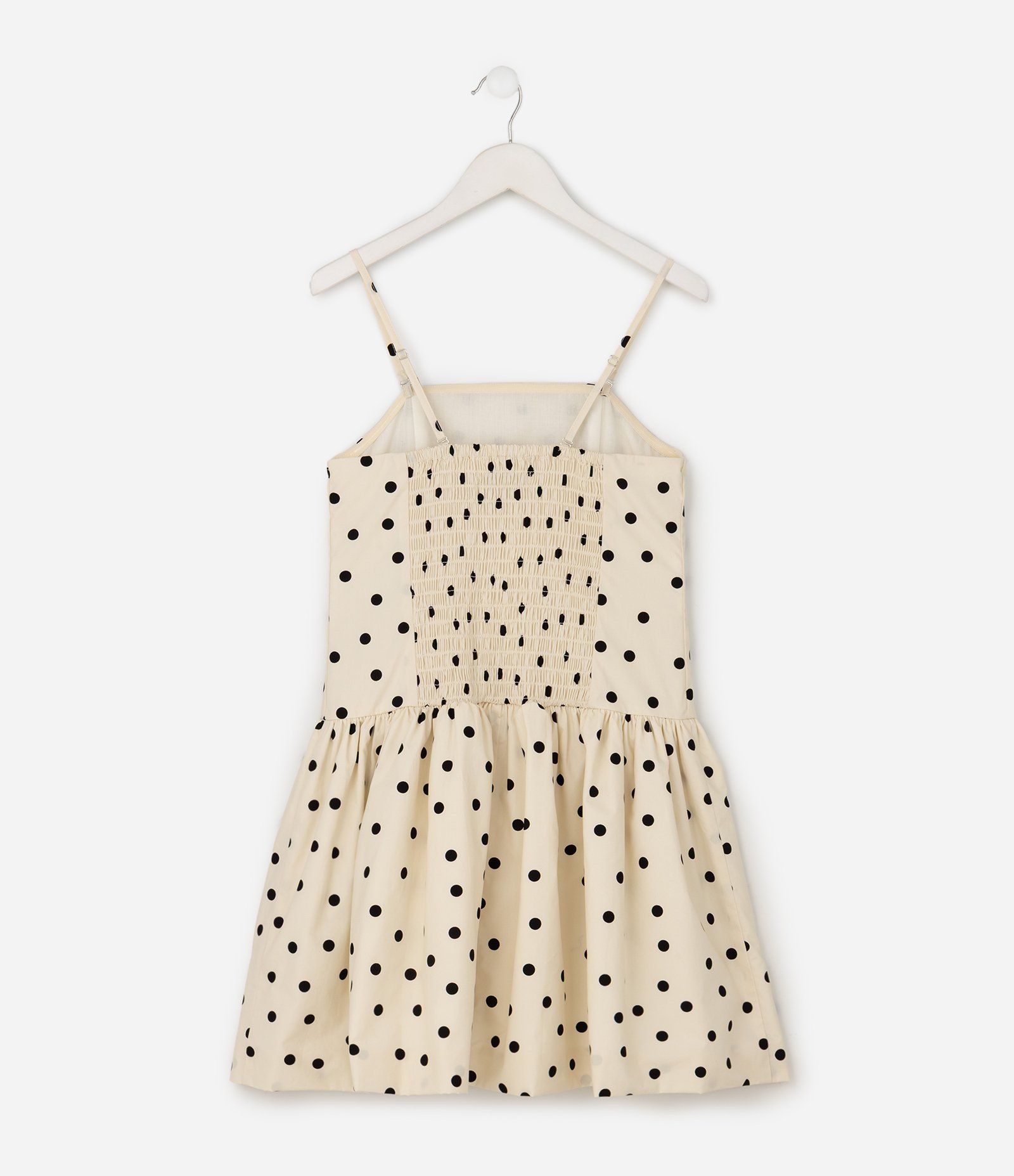 Vestido Infantil Balonê em Tricoline com Estampa Poá - Tam 5 A 16 Anos Bege 3