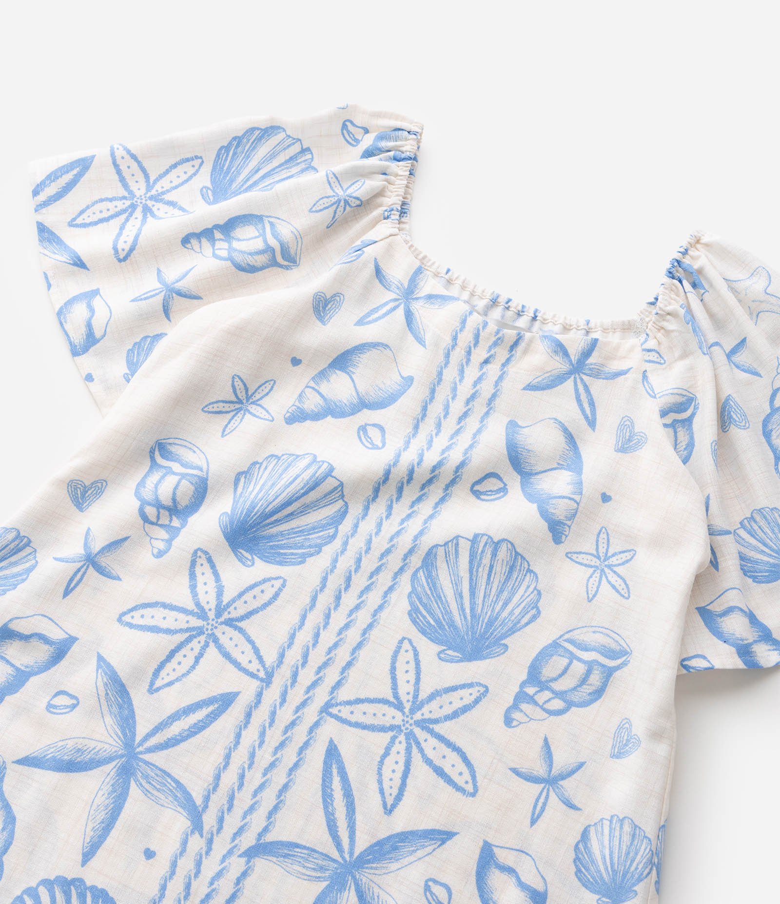 Vestido Infantil em Viscose Estampa Fundo do Mar – Tam 5 a 16 Anos Branco/Azul 6