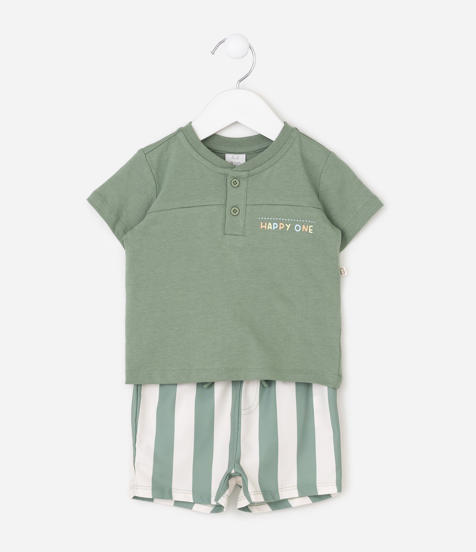 Conjunto Bebê Em Microfibra Decote Henley - Tam 0 a 18 Meses Verde 2