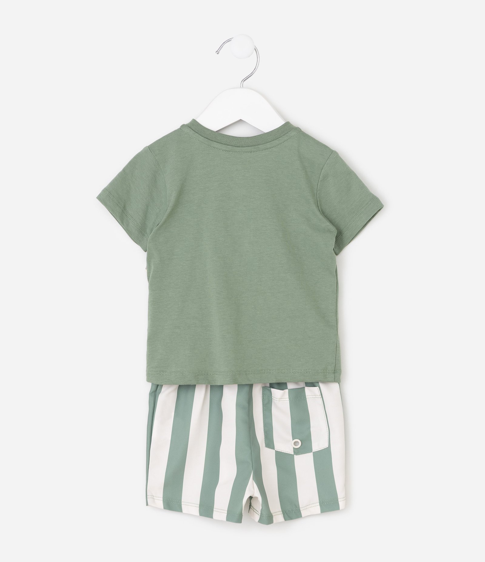 Conjunto Bebê Em Microfibra Decote Henley - Tam 0 a 18 Meses Verde 3