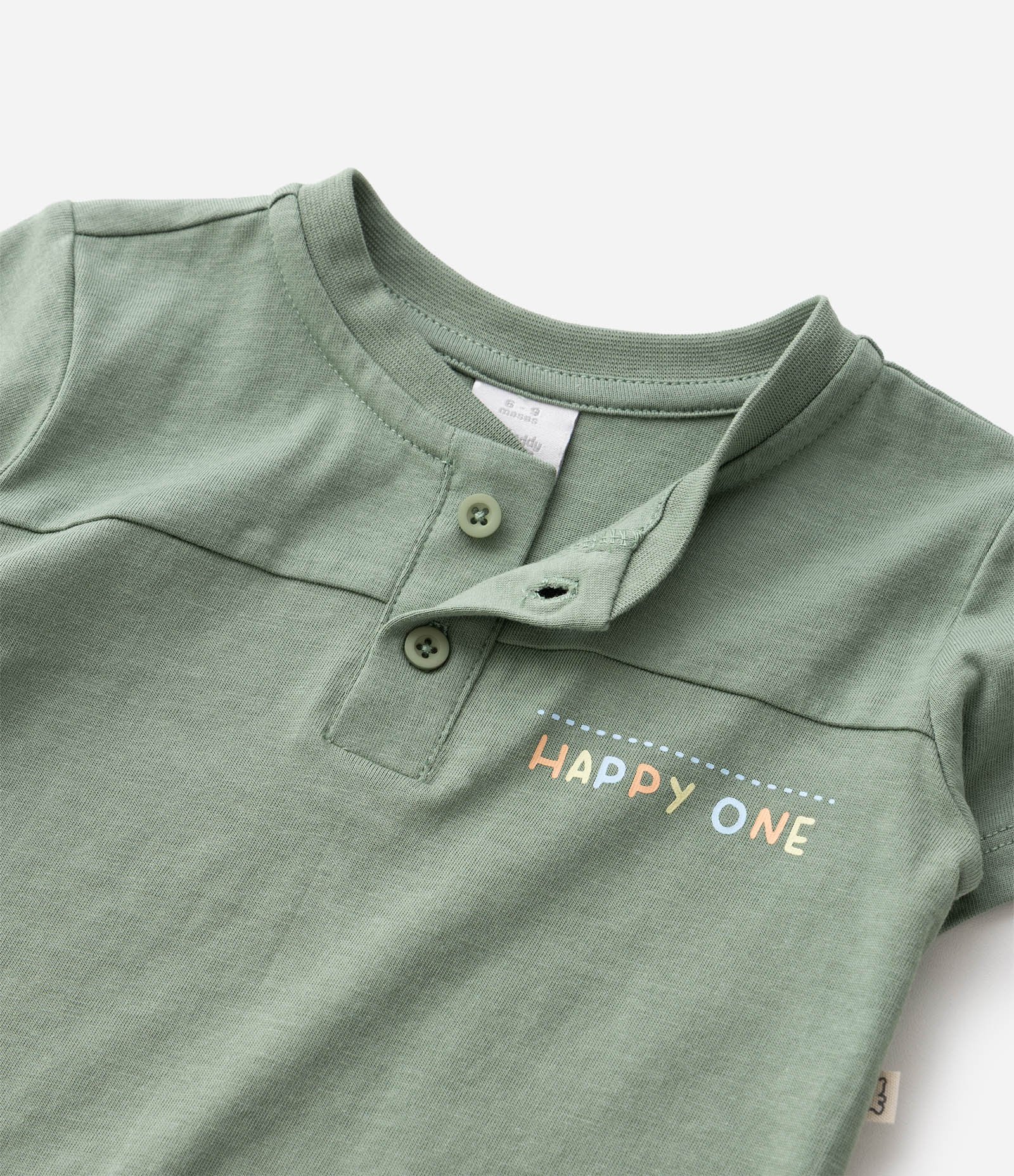 Conjunto Bebê Em Microfibra Decote Henley - Tam 0 a 18 Meses Verde 5