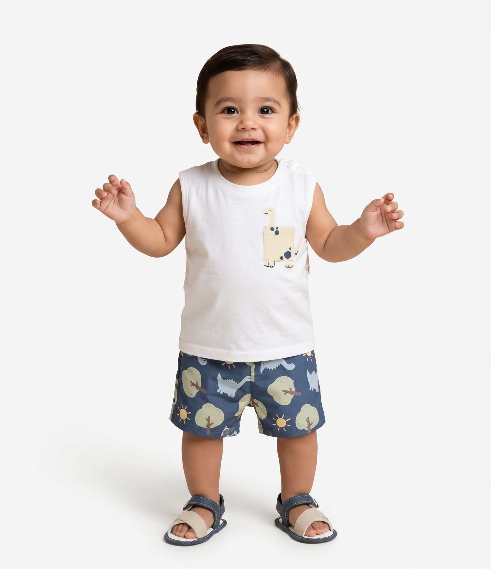 Conjunto Infantil Em Microfibra Bolsinho De Bichinho - Tam 0 a 18 Meses Multicores 1