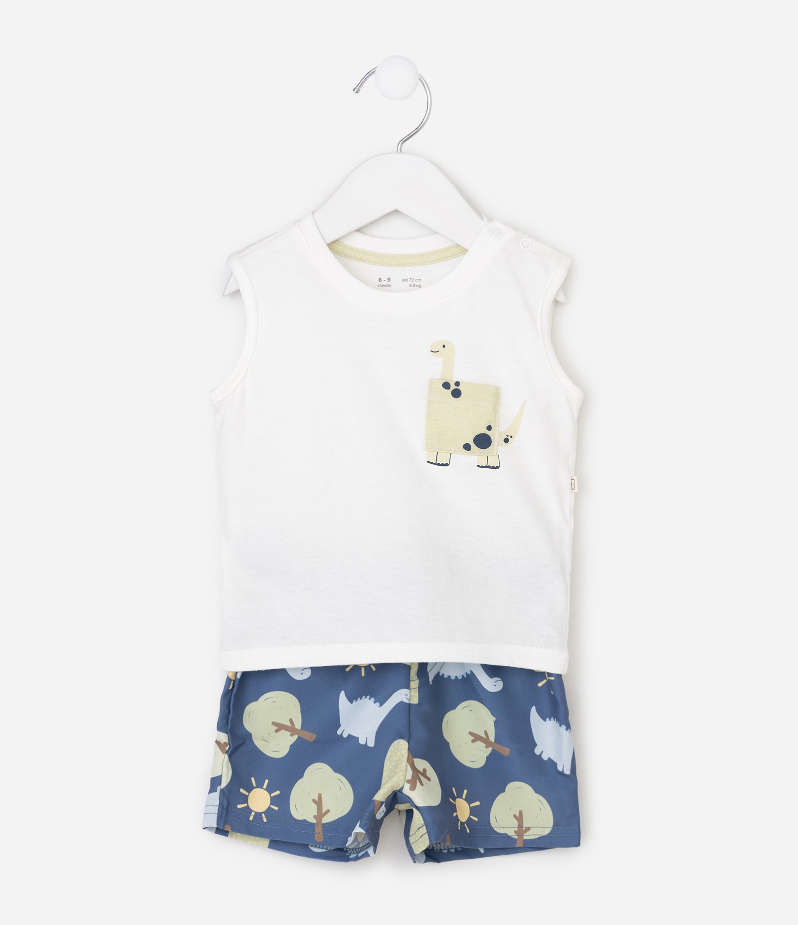Conjunto Infantil Em Microfibra Bolsinho De Bichinho - Tam 0 a 18 Meses Multicores 2