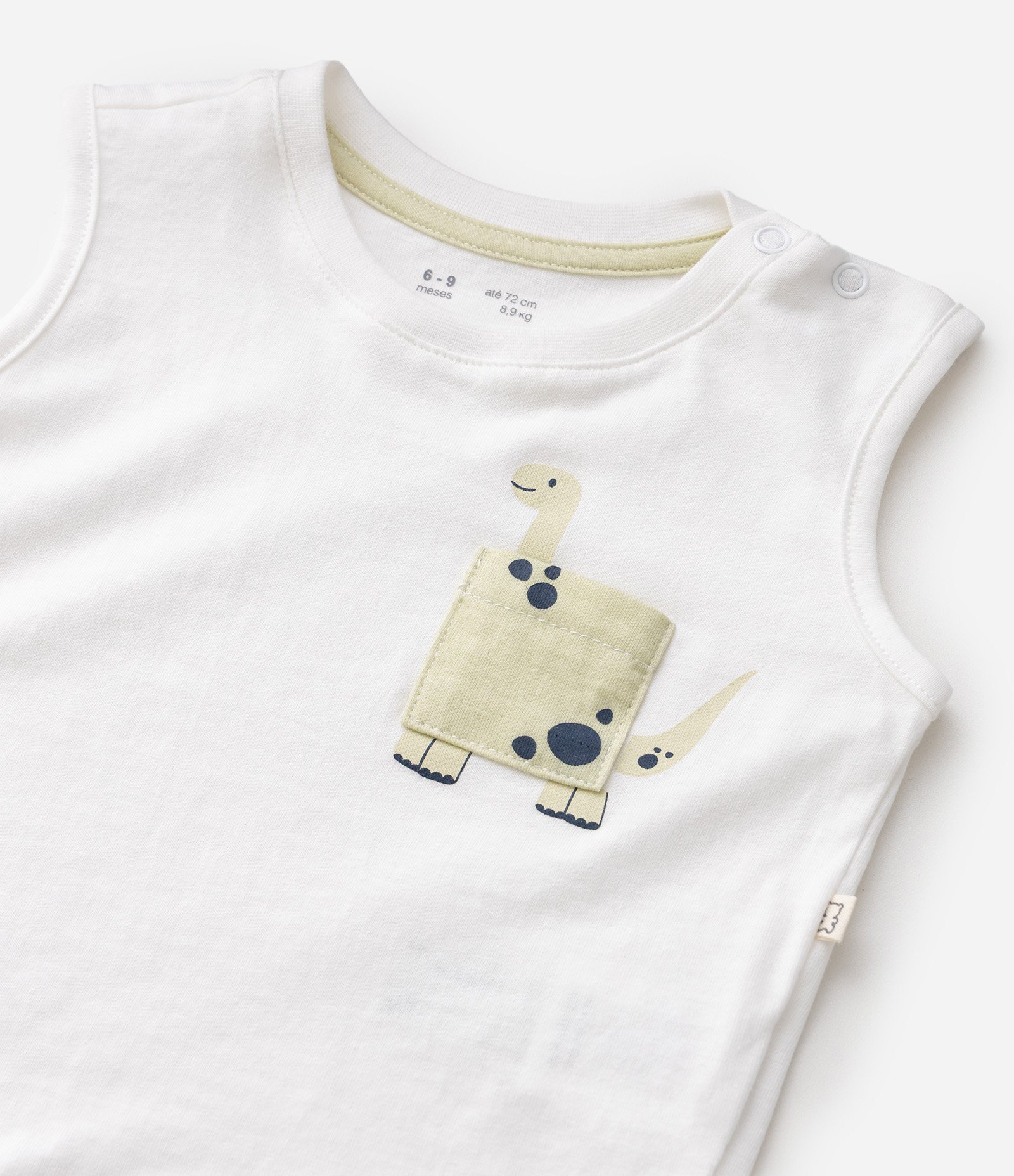 Conjunto Infantil Em Microfibra Bolsinho De Bichinho - Tam 0 a 18 Meses Multicores 5