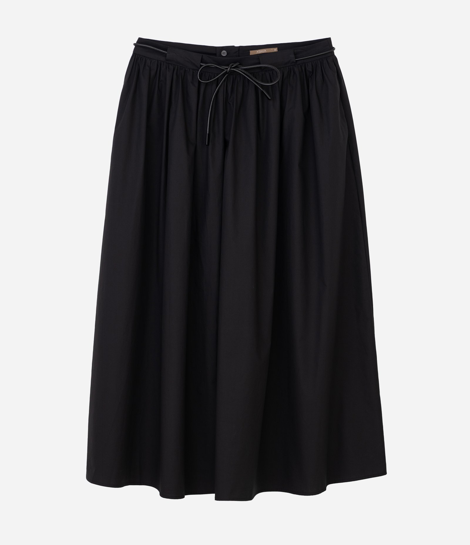 Saia Midi Tricoline com Cinto Curve & Plus Size Preto 1