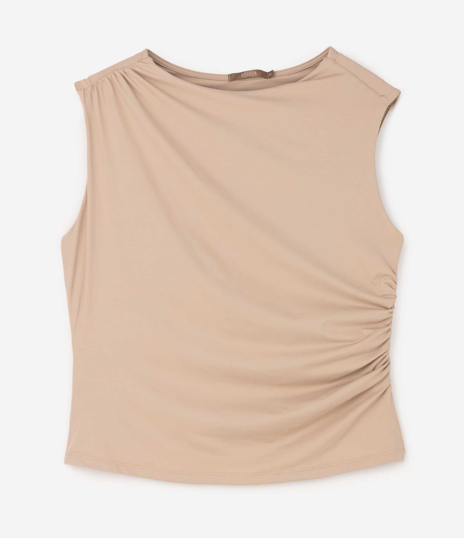 Blusa com Franzido Lateral Curve & Plus Size Bege 5