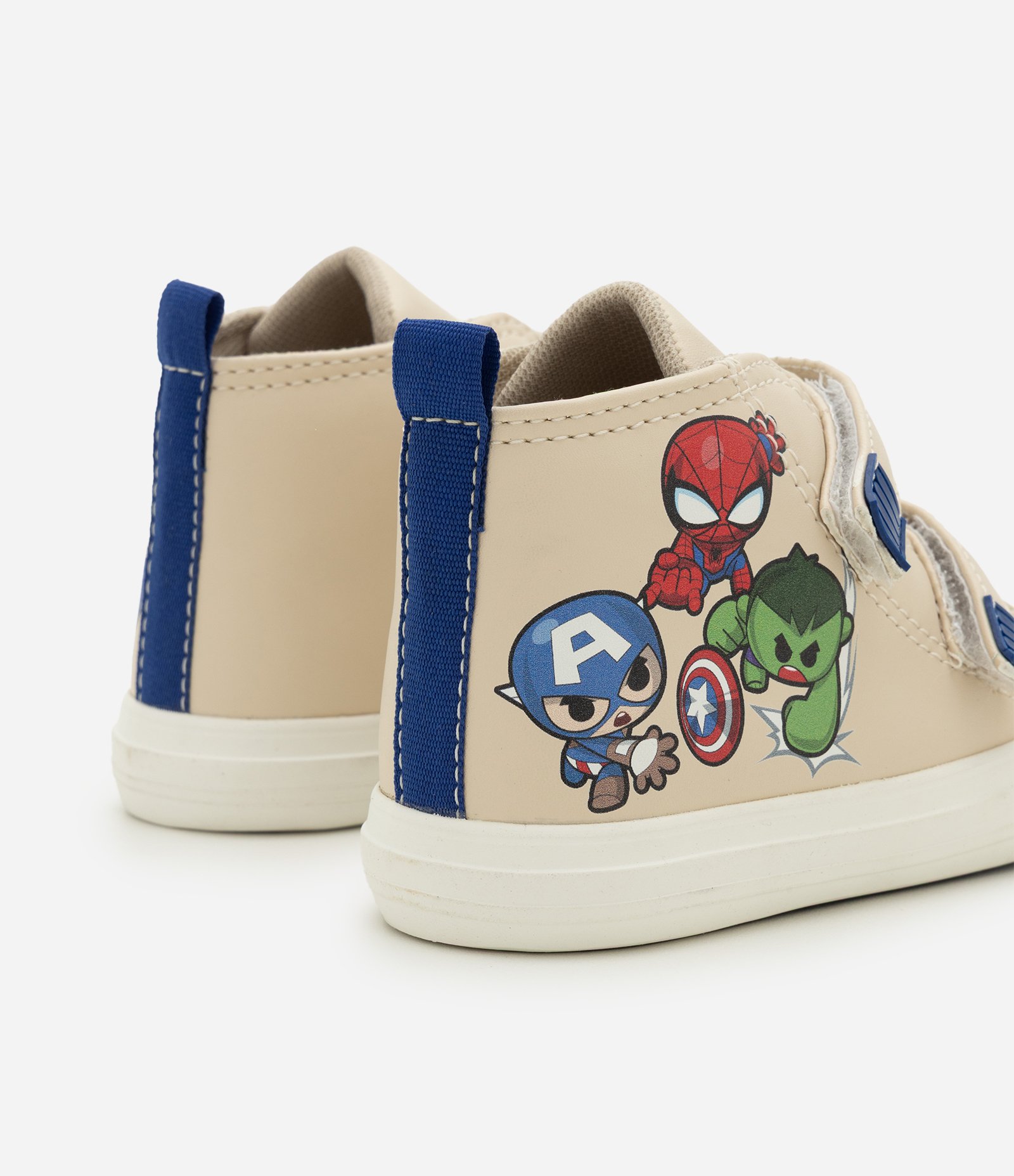 Tênis Infantil Abotinado com Velcro e Heróis da Marvel – Tam 20 a 27 Bege Claro 2