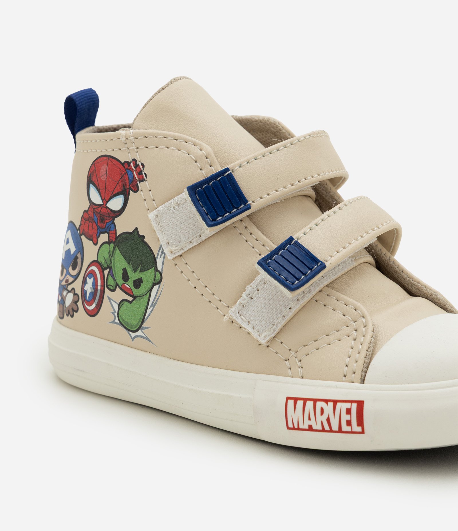 Tênis Infantil Abotinado com Velcro e Heróis da Marvel – Tam 20 a 27 Bege Claro 4