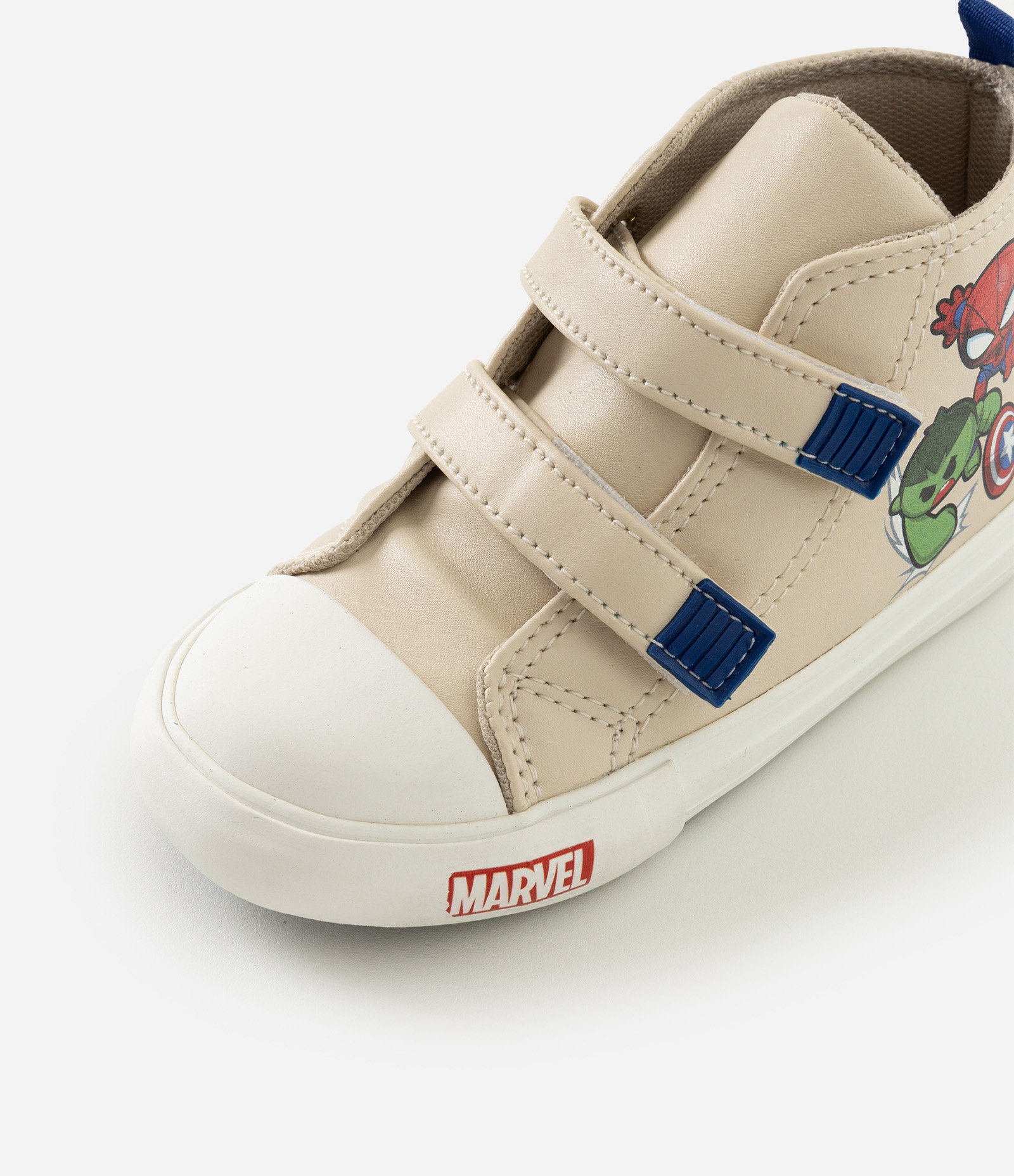 Tênis Infantil Abotinado com Velcro e Heróis da Marvel – Tam 20 a 27 Bege Claro 5