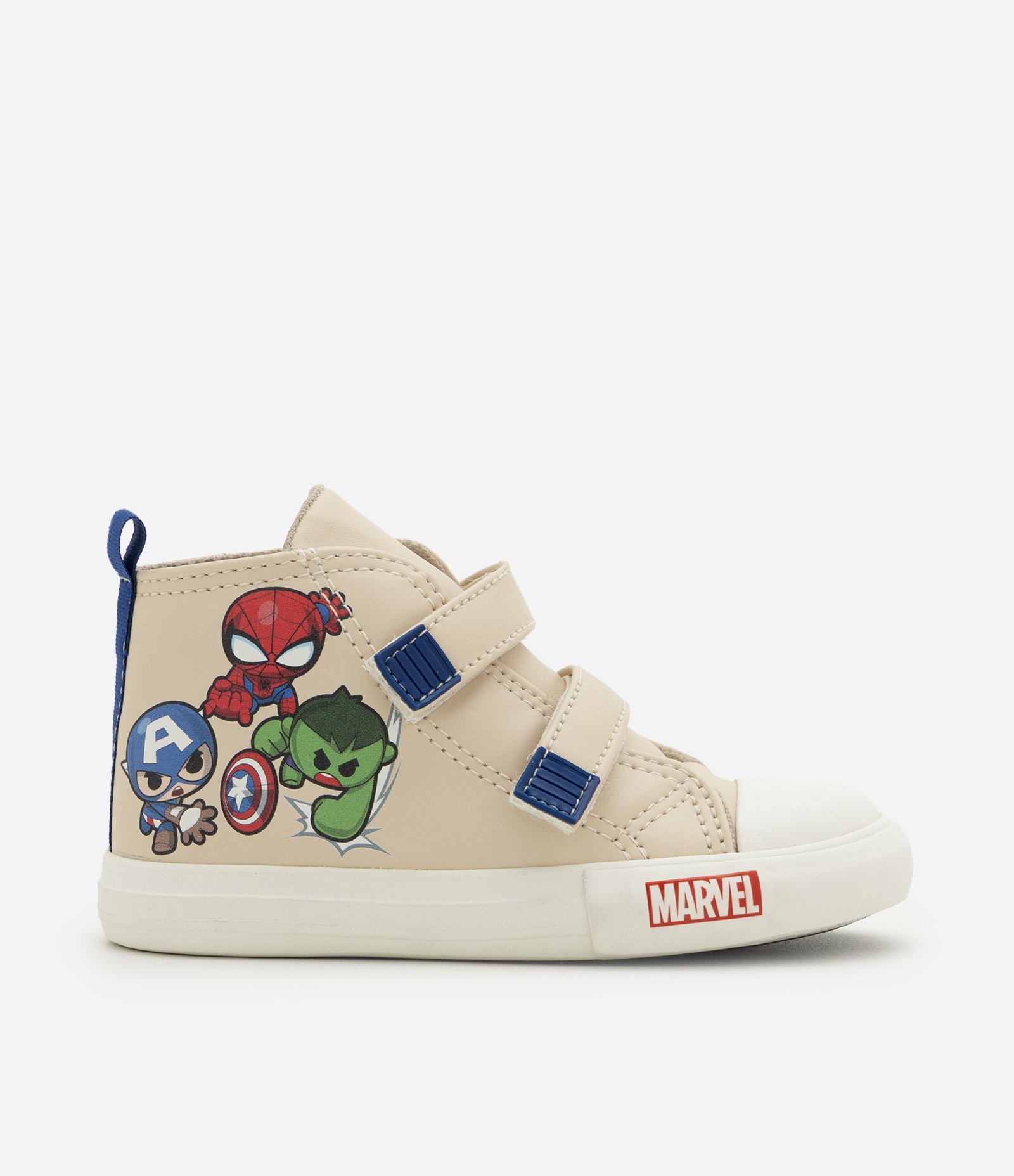Tênis Infantil Abotinado com Velcro e Heróis da Marvel – Tam 20 a 27 Bege Claro 6