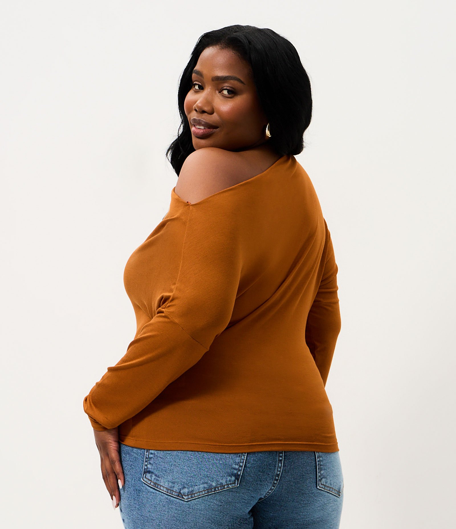 Blusa em Microfibra com Decote Degagê Curve & Plus Size Laranja 5